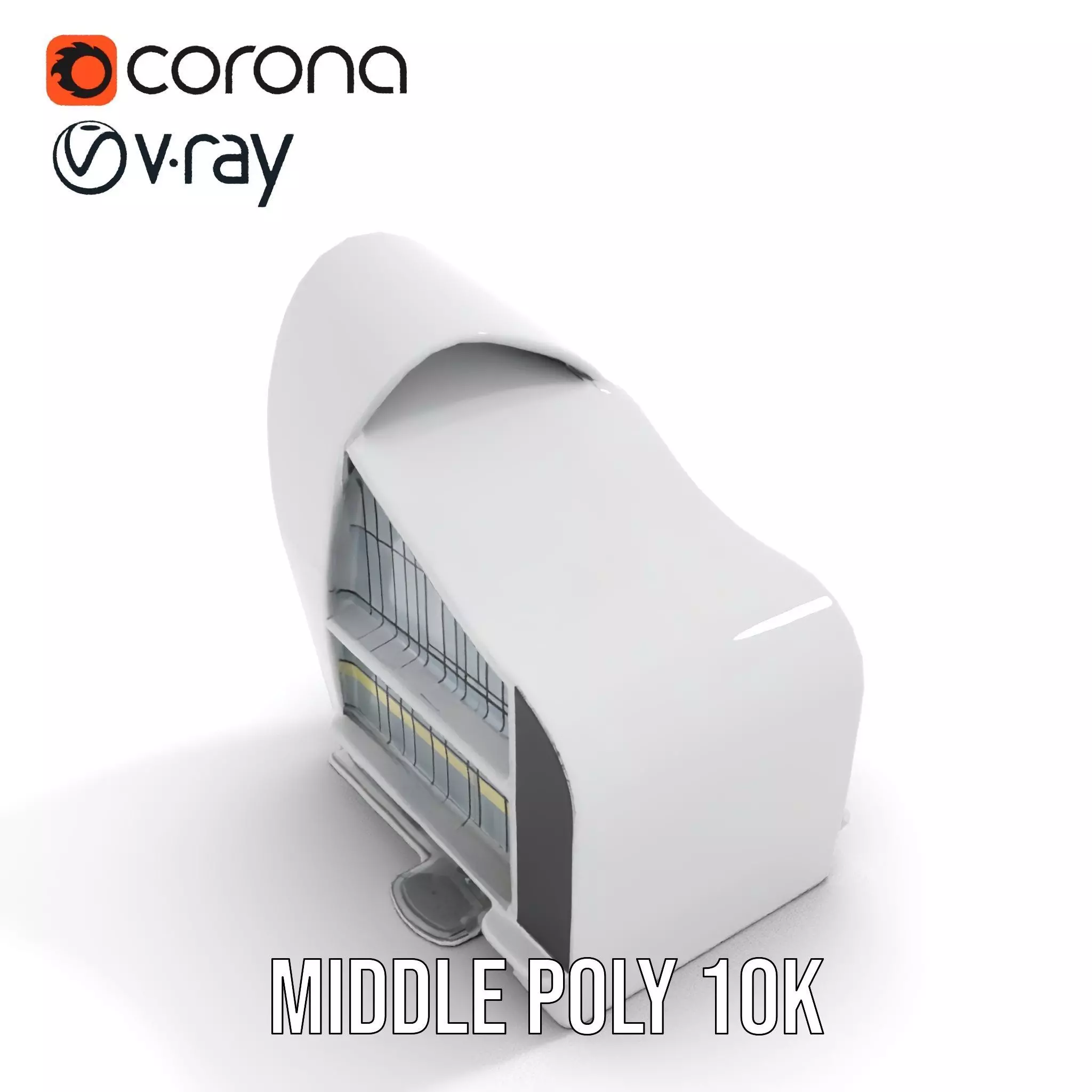 Futuristic White Building model pack Low-poly 3D model_19