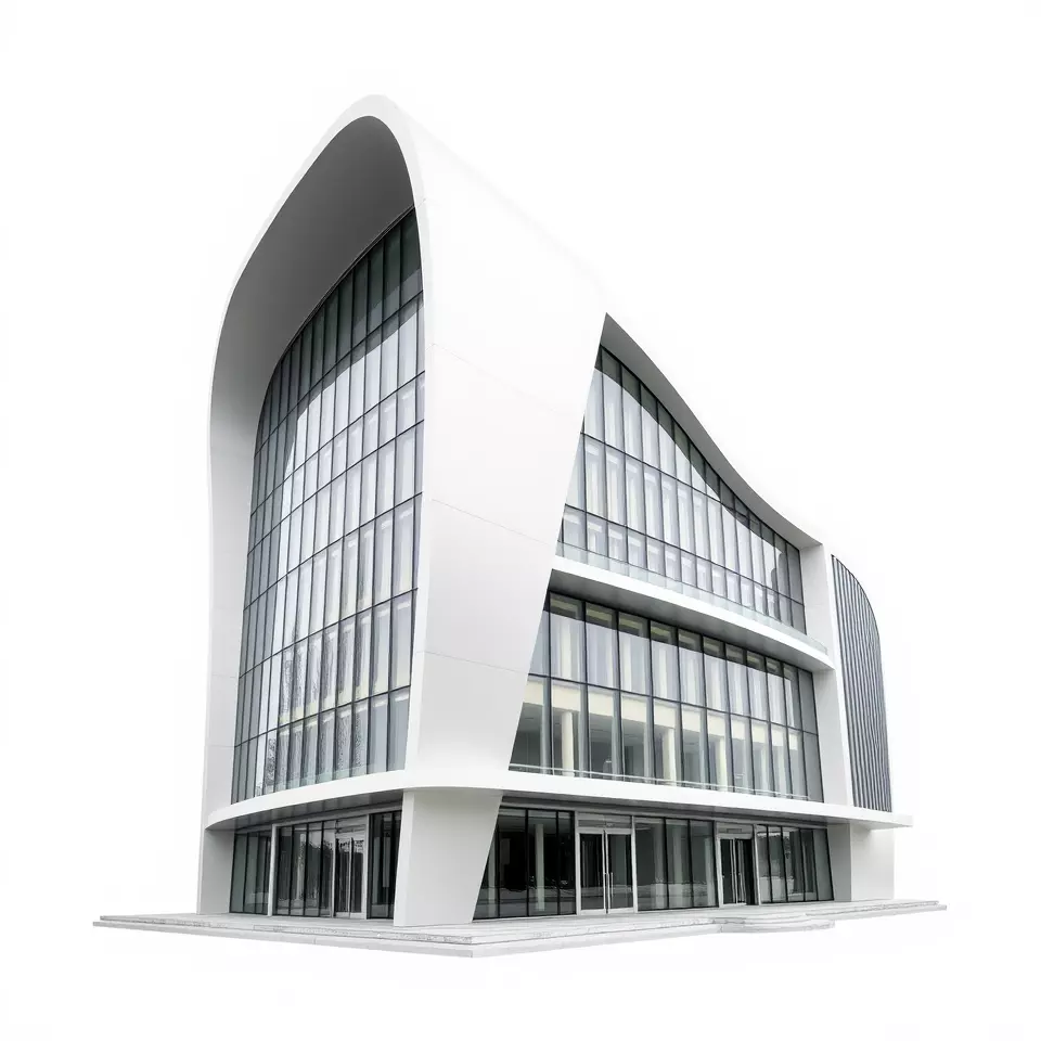Futuristic White Building model pack Low-poly 3D model_3