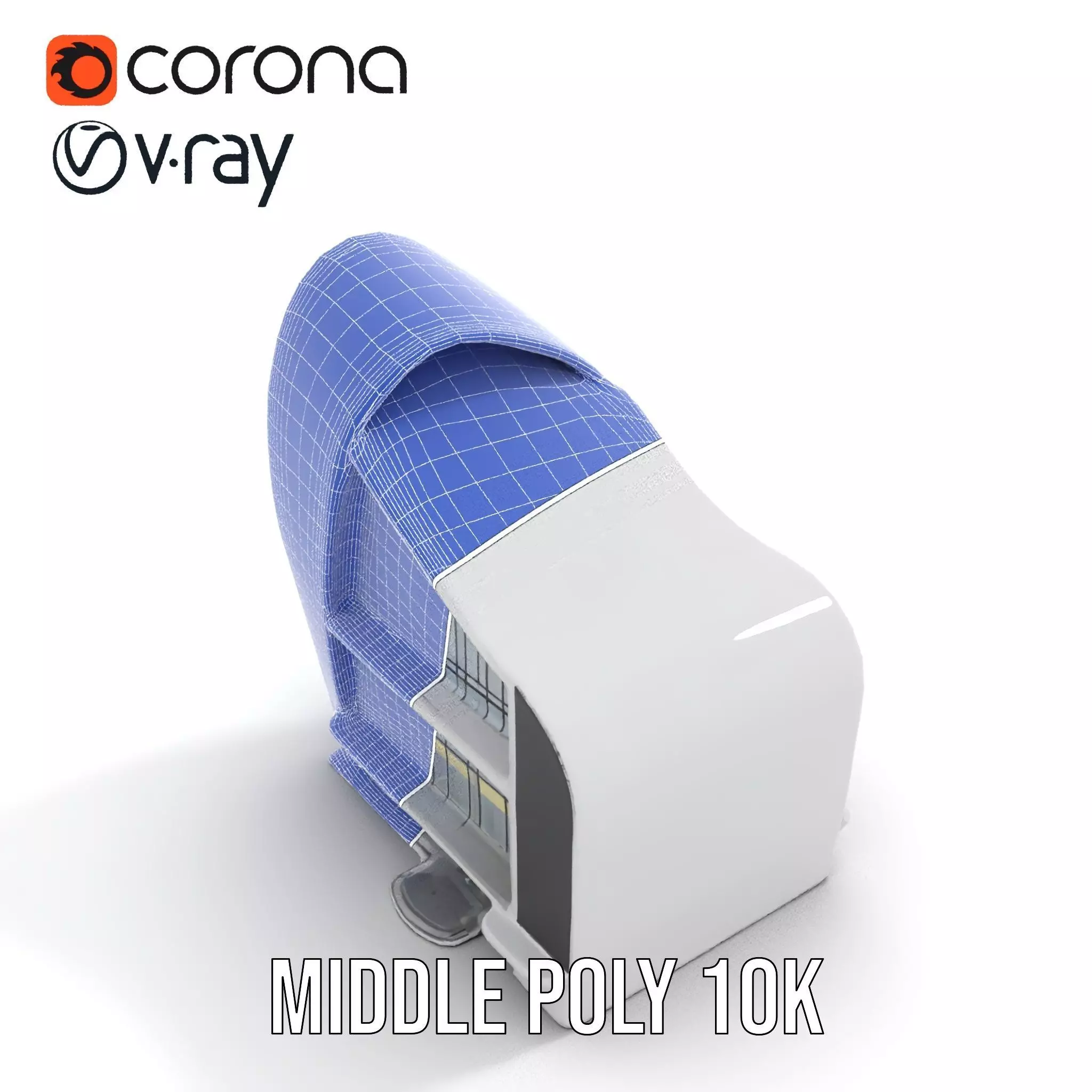 Futuristic White Building model pack Low-poly 3D model_27