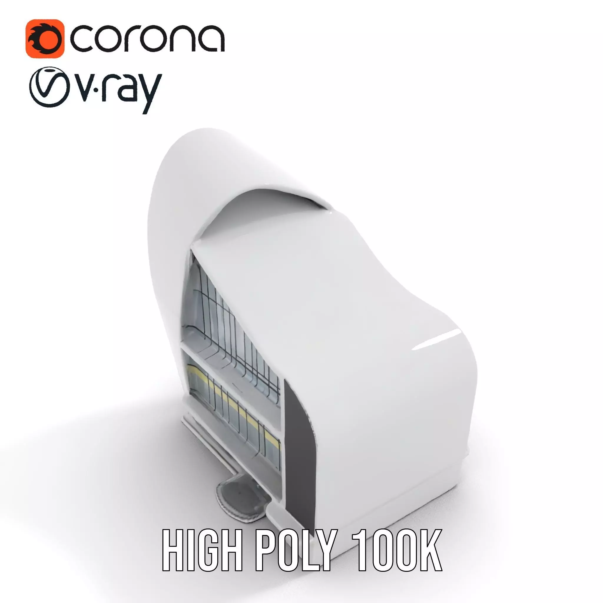 Futuristic White Building model pack Low-poly 3D model_26