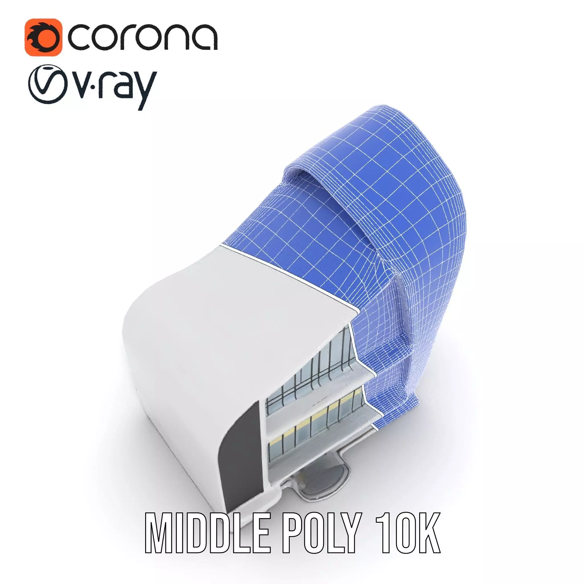 Futuristic White Building model pack Low-poly 3D model_24