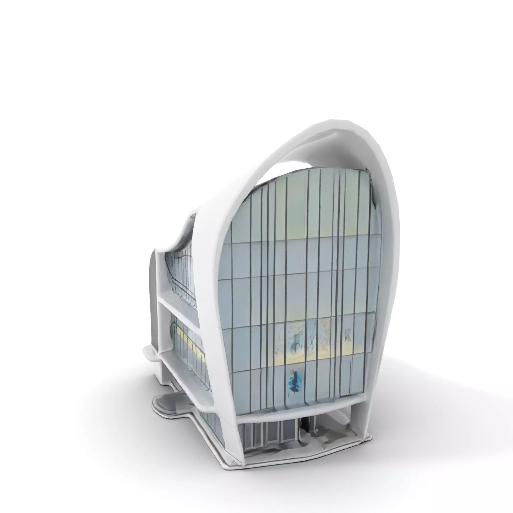 Futuristic White Building model pack Low-poly 3D model_12