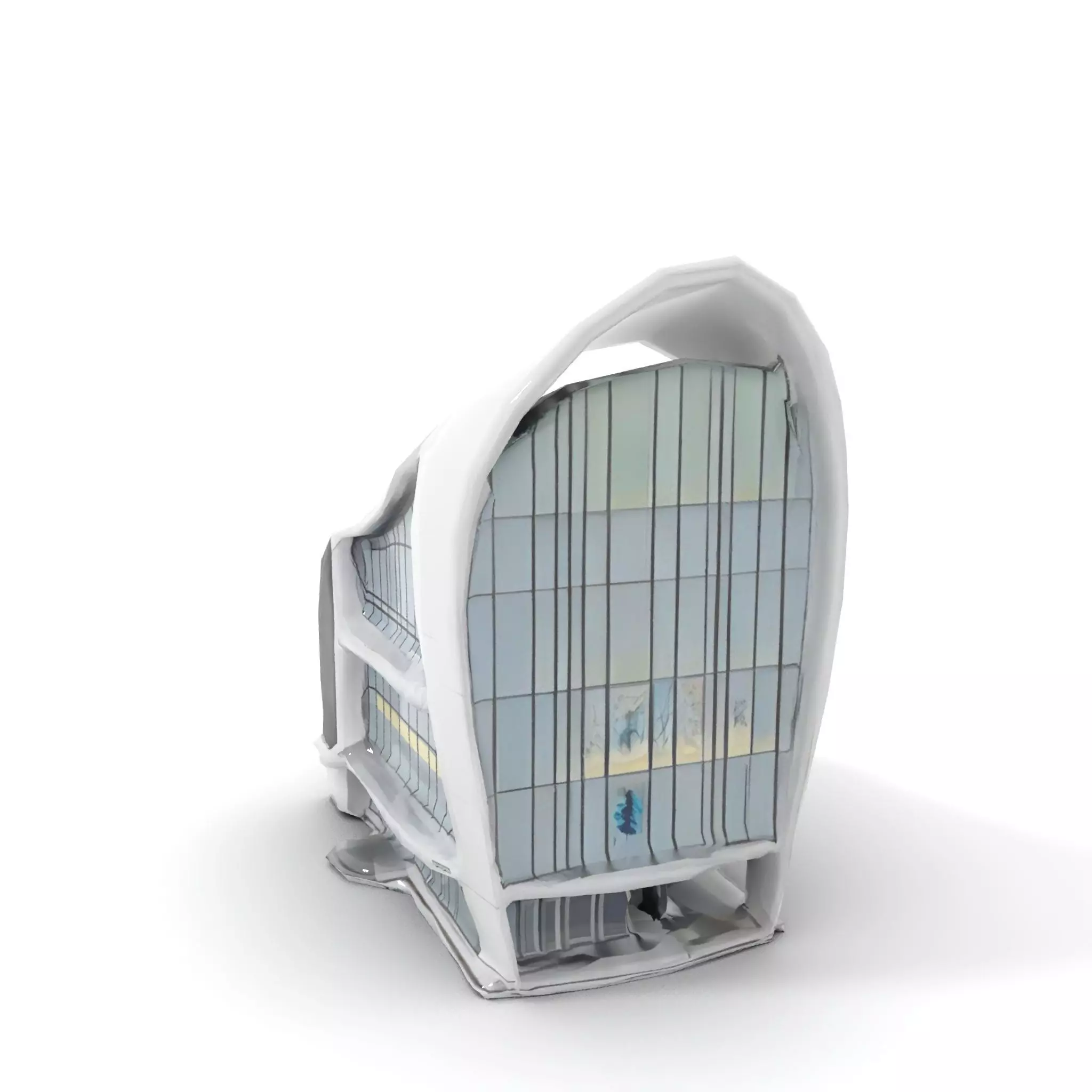Futuristic White Building model pack Low-poly 3D model_13