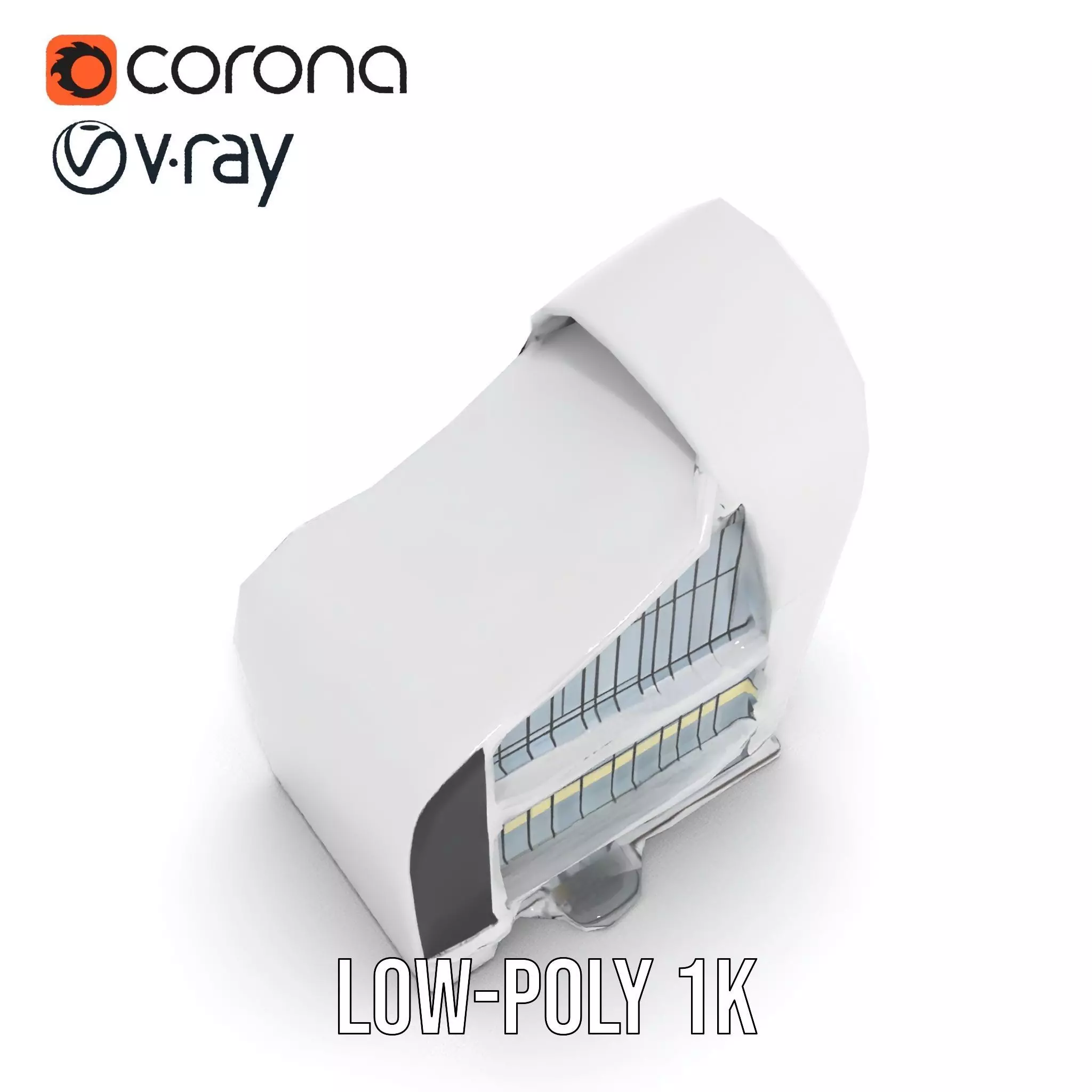 Futuristic White Building model pack Low-poly 3D model_8