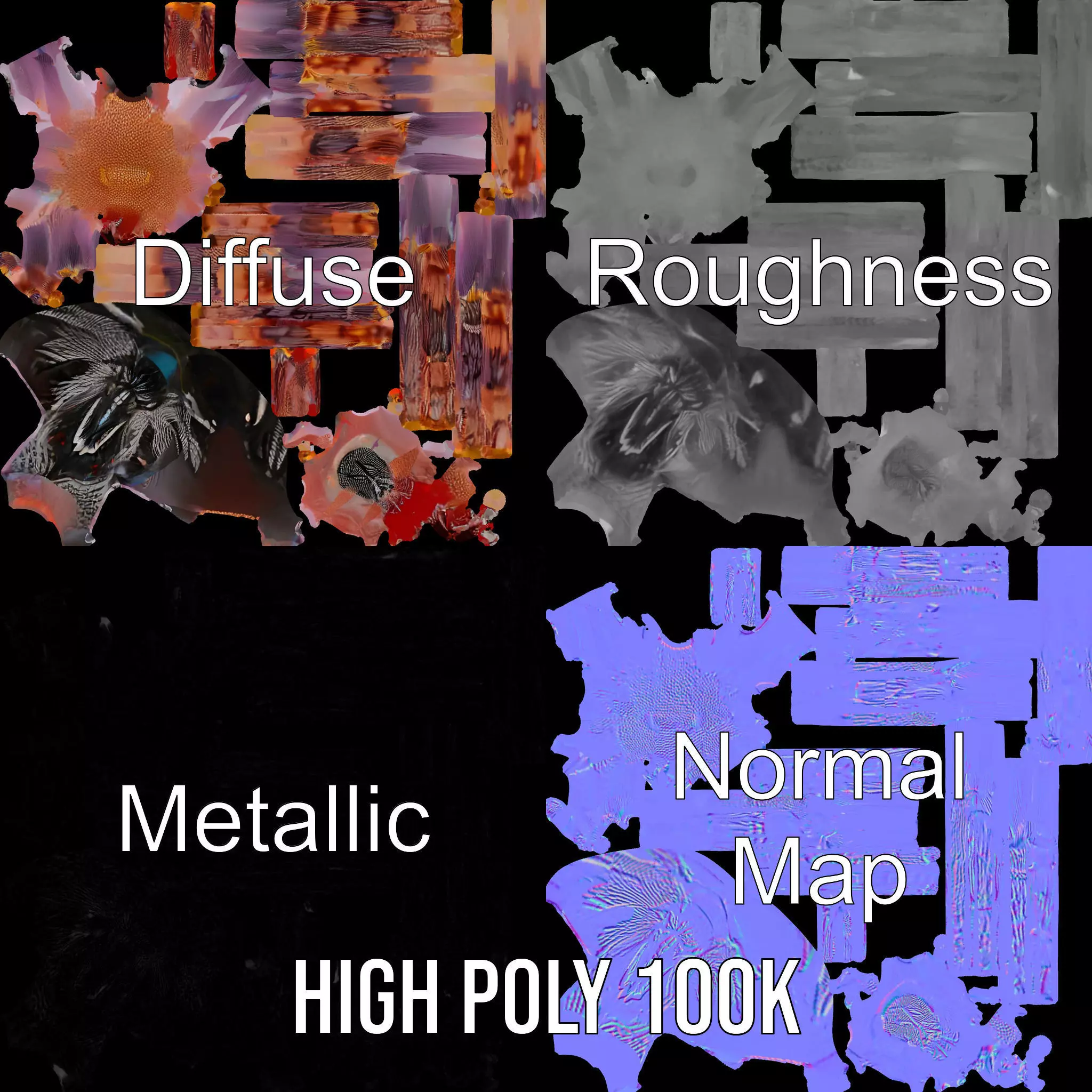 Vibrant Spider model pack Low-poly 3D model_4