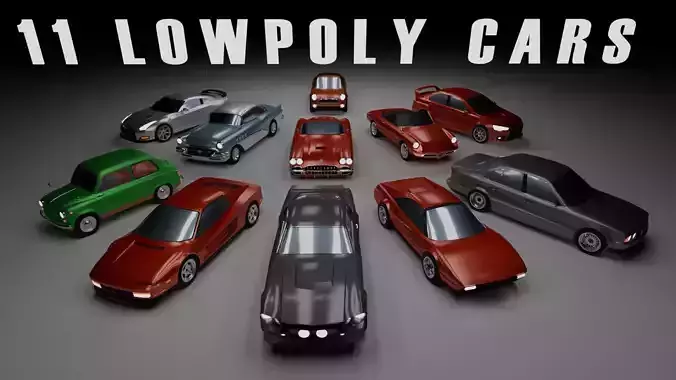 11 Lowpoly Cars Low-poly 3D model 11 Lowpoly Cars Low-poly 3D model