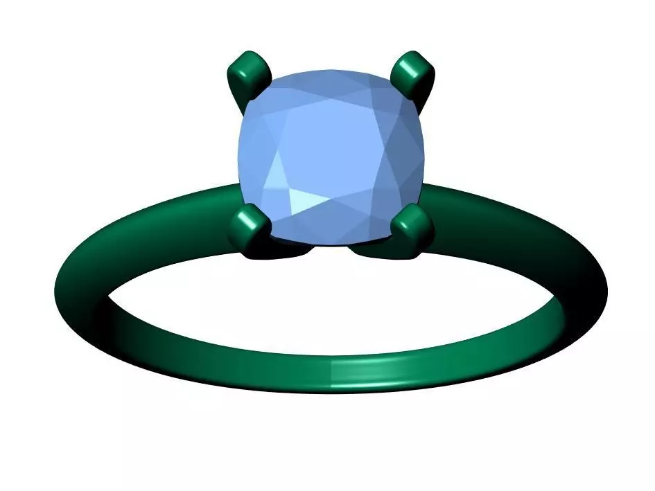 SQUARE CUSHION SOLITAIRE RING 3D print model_10