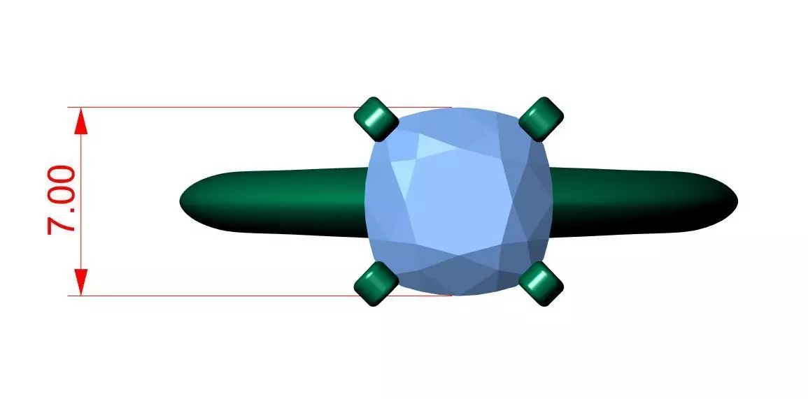 SQUARE CUSHION SOLITAIRE RING 3D print model_8