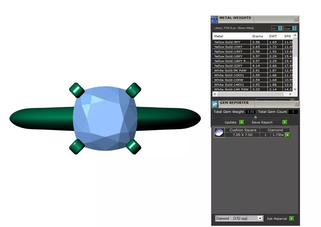 SQUARE CUSHION SOLITAIRE RING 3D print model_7