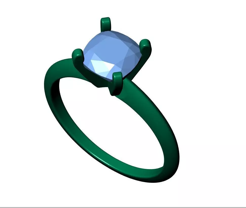 SQUARE CUSHION SOLITAIRE RING 3D print model_6