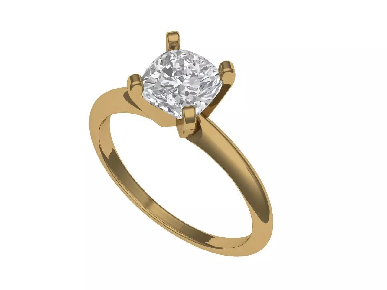 SQUARE CUSHION SOLITAIRE RING 3D print model_3