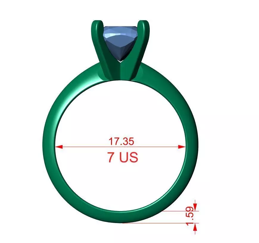 SQUARE CUSHION SOLITAIRE RING 3D print model_11