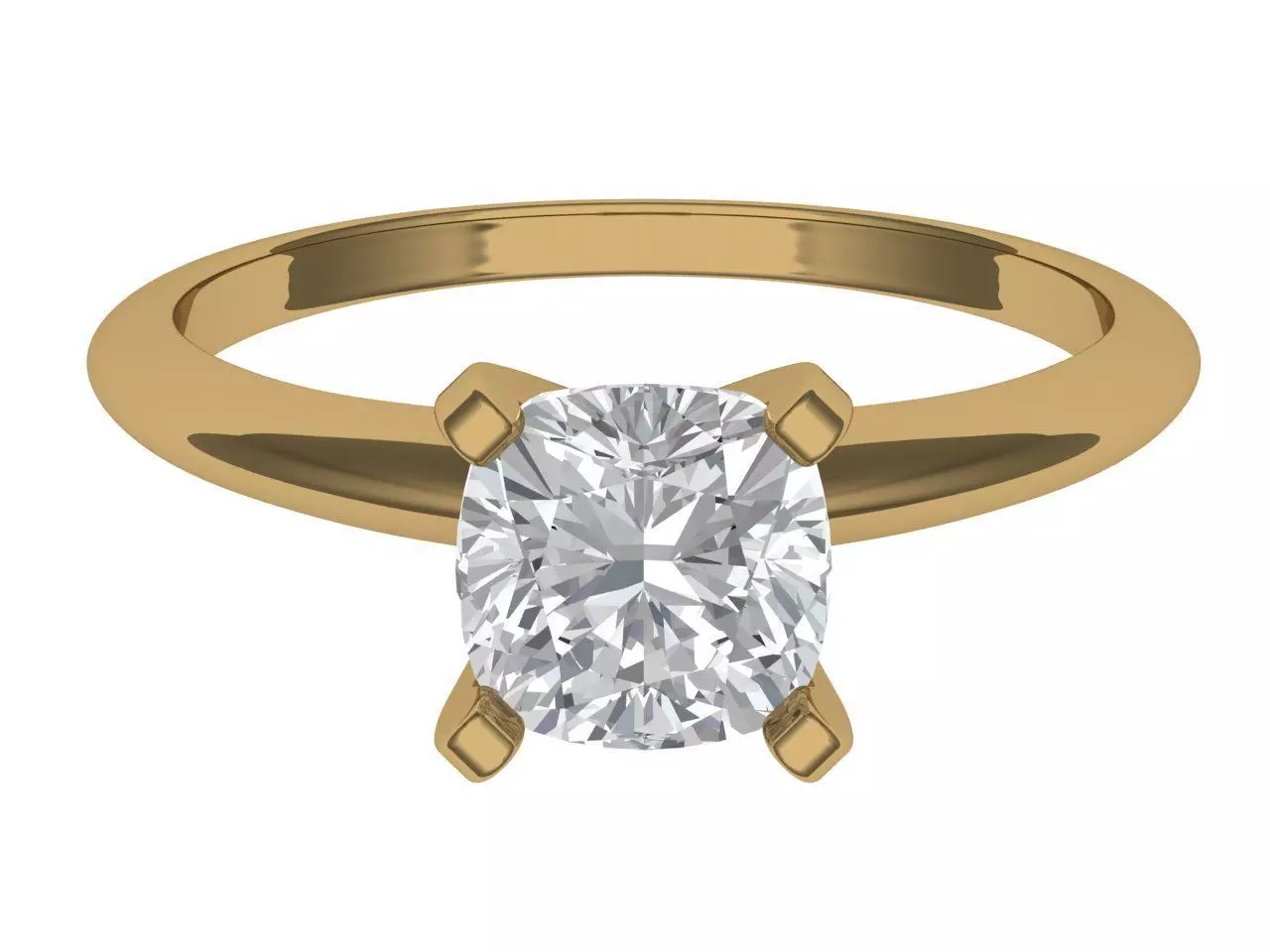 SQUARE CUSHION SOLITAIRE RING 3D print model_0