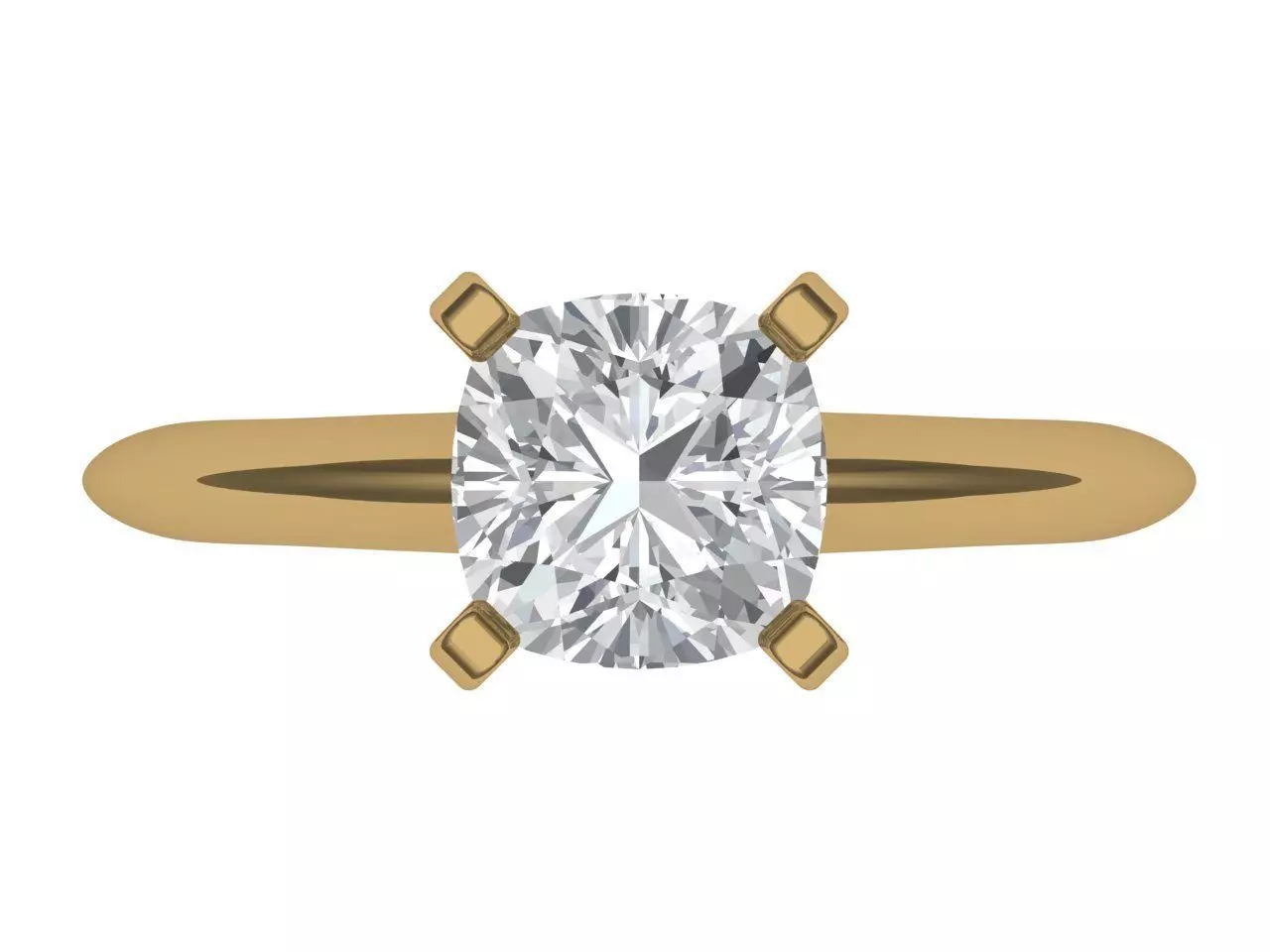 SQUARE CUSHION SOLITAIRE RING 3D print model_1