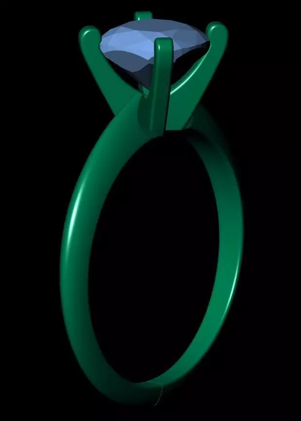 SQUARE CUSHION SOLITAIRE RING 3D print model_14