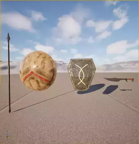 Low-Poly Medieval Shields and Weapons Pack Low-poly 3D model