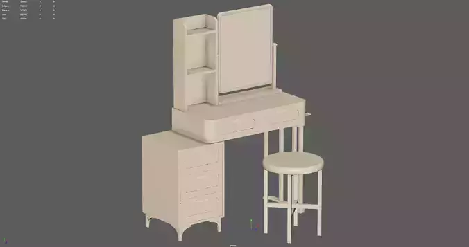 Makeup Dressing Vanity Table 3D model 7