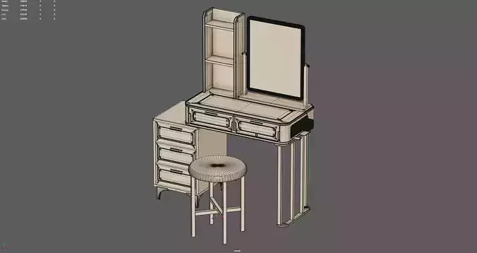 Makeup Dressing Vanity Table 3D model 6