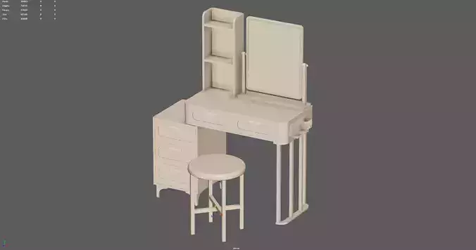 Makeup Dressing Vanity Table 3D model 5