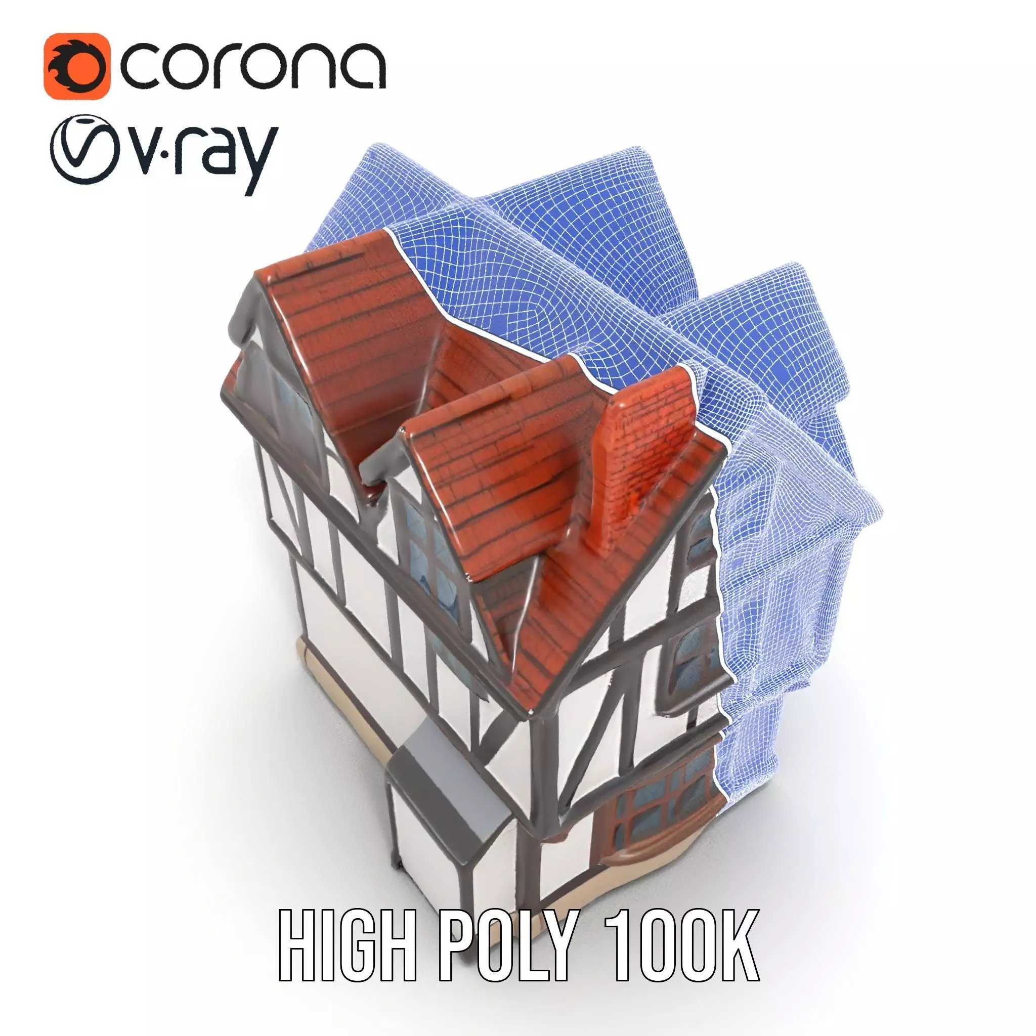 Charming Tudor House model pack Low-poly 3D model_33