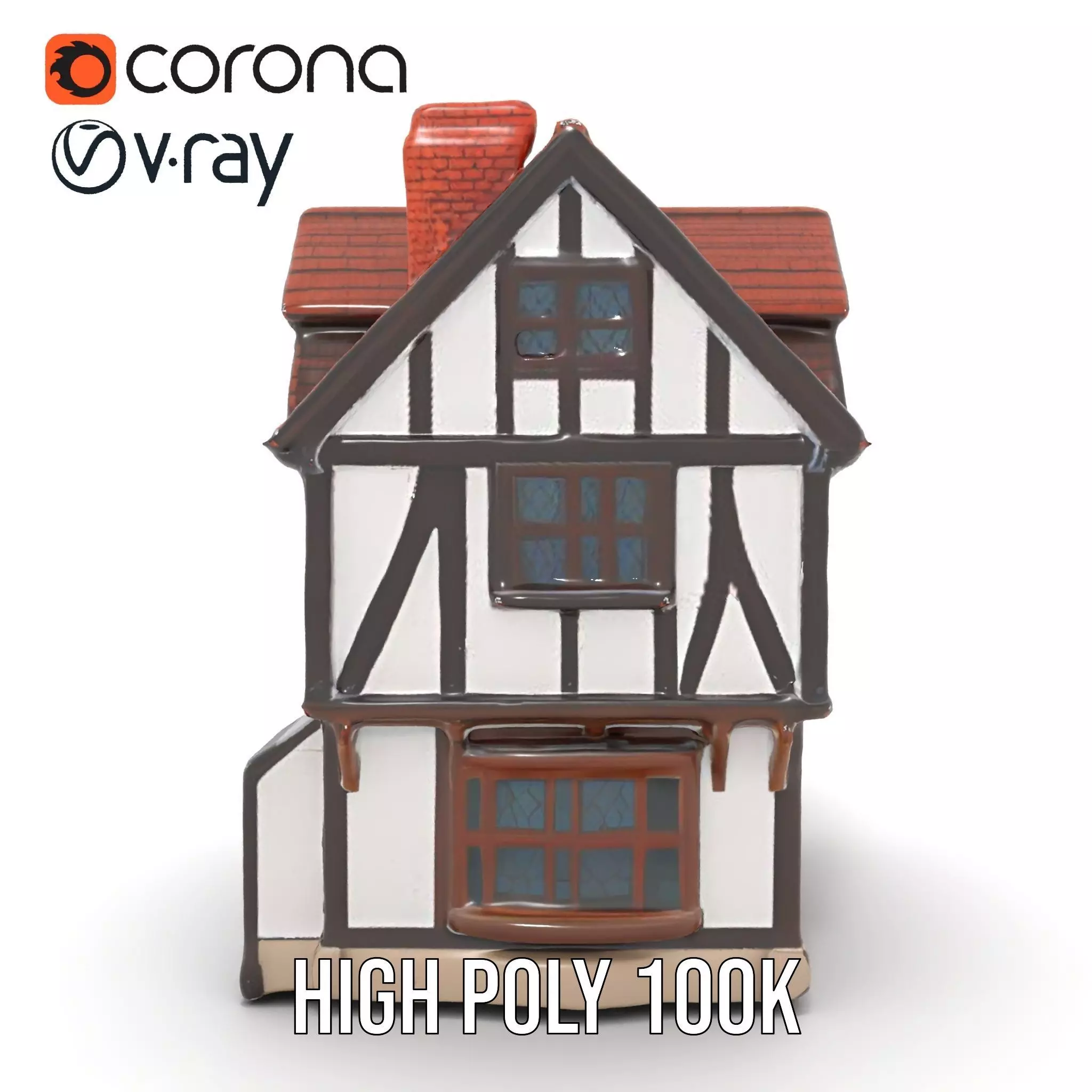 Charming Tudor House model pack Low-poly 3D model_18
