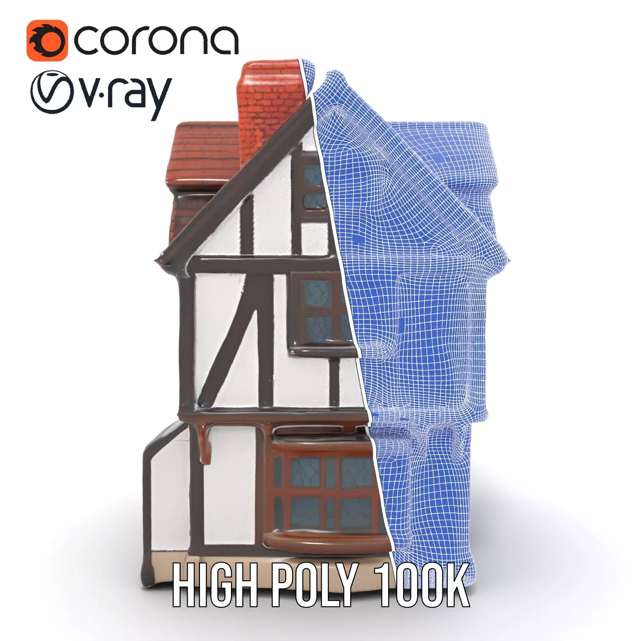 Charming Tudor House model pack Low-poly 3D model_35