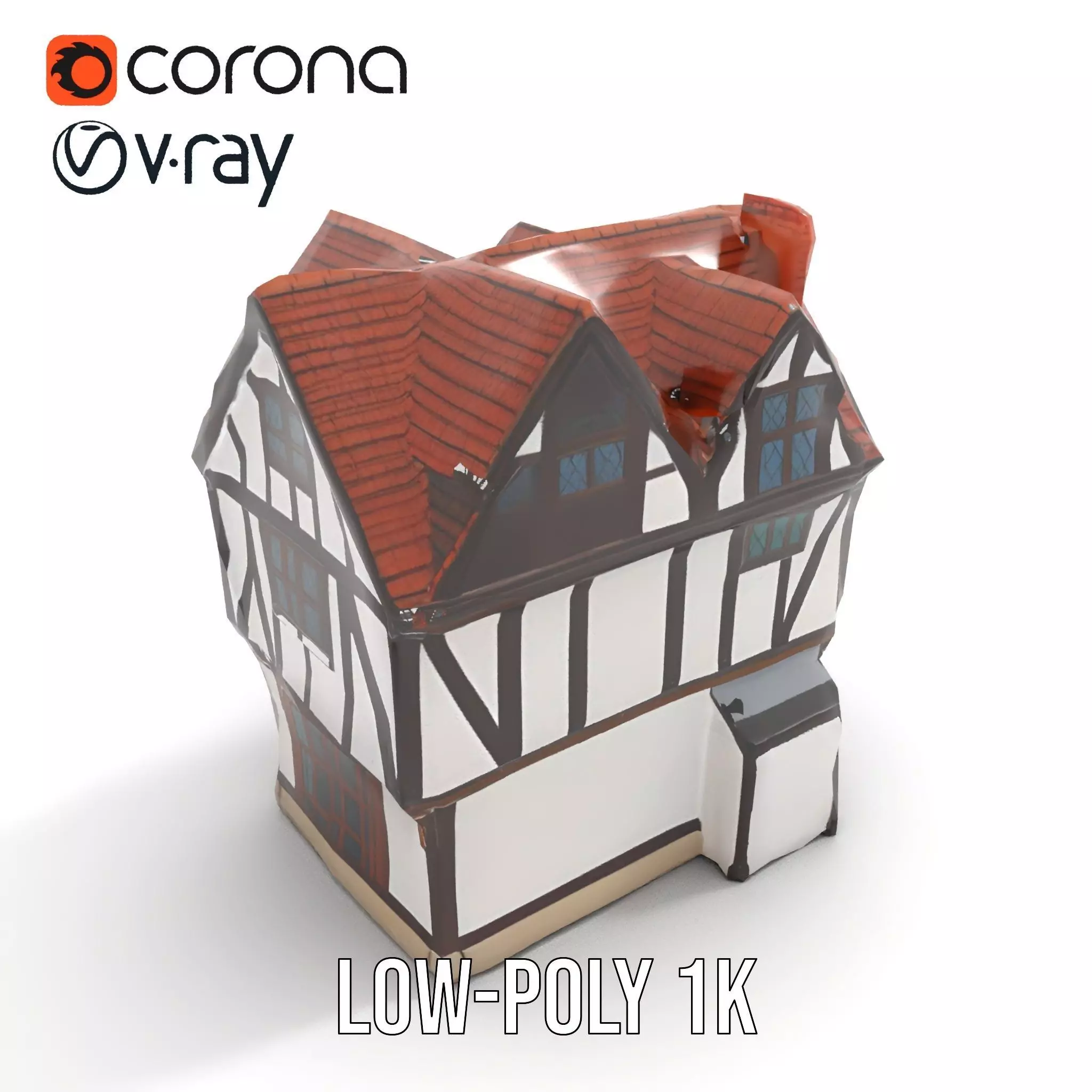Charming Tudor House model pack Low-poly 3D model_9