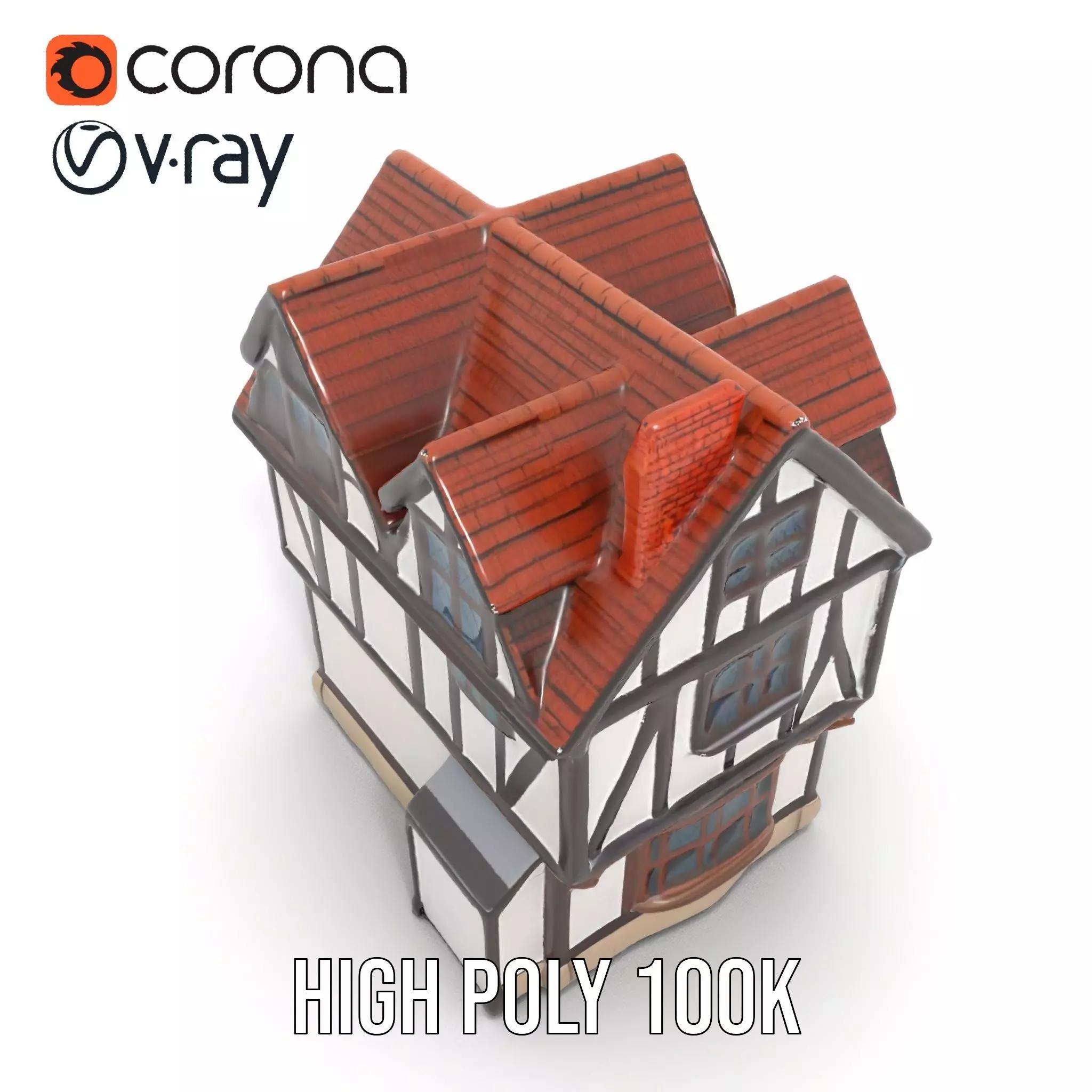 Charming Tudor House model pack Low-poly 3D model_23