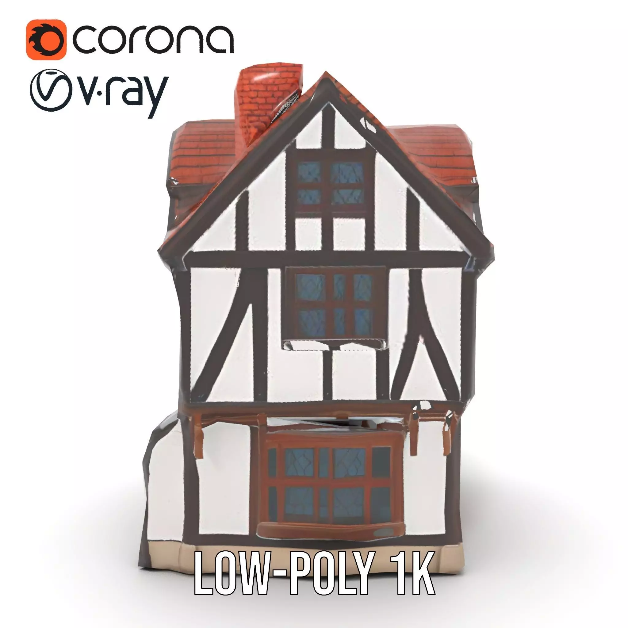 Charming Tudor House model pack Low-poly 3D model_20