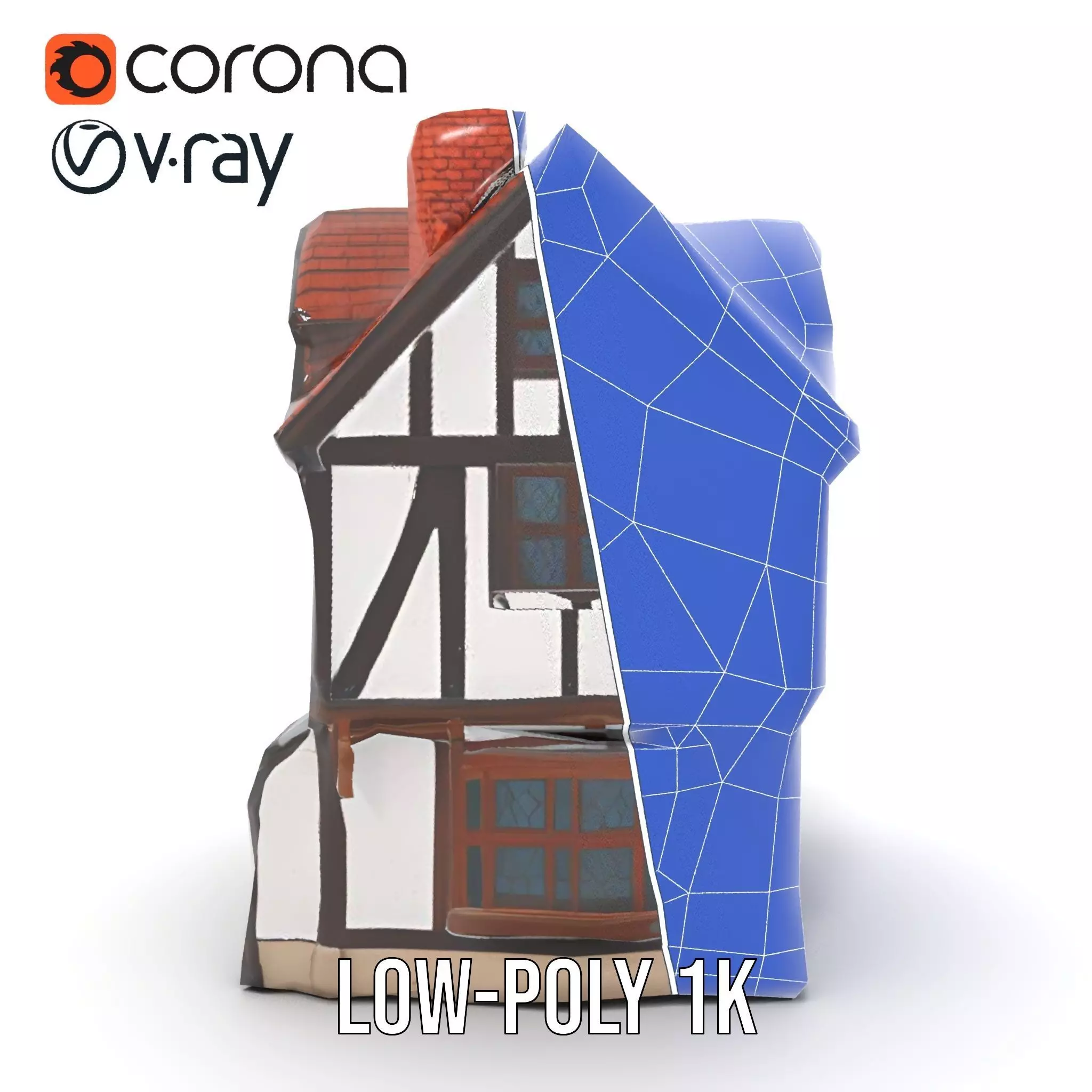 Charming Tudor House model pack Low-poly 3D model_31