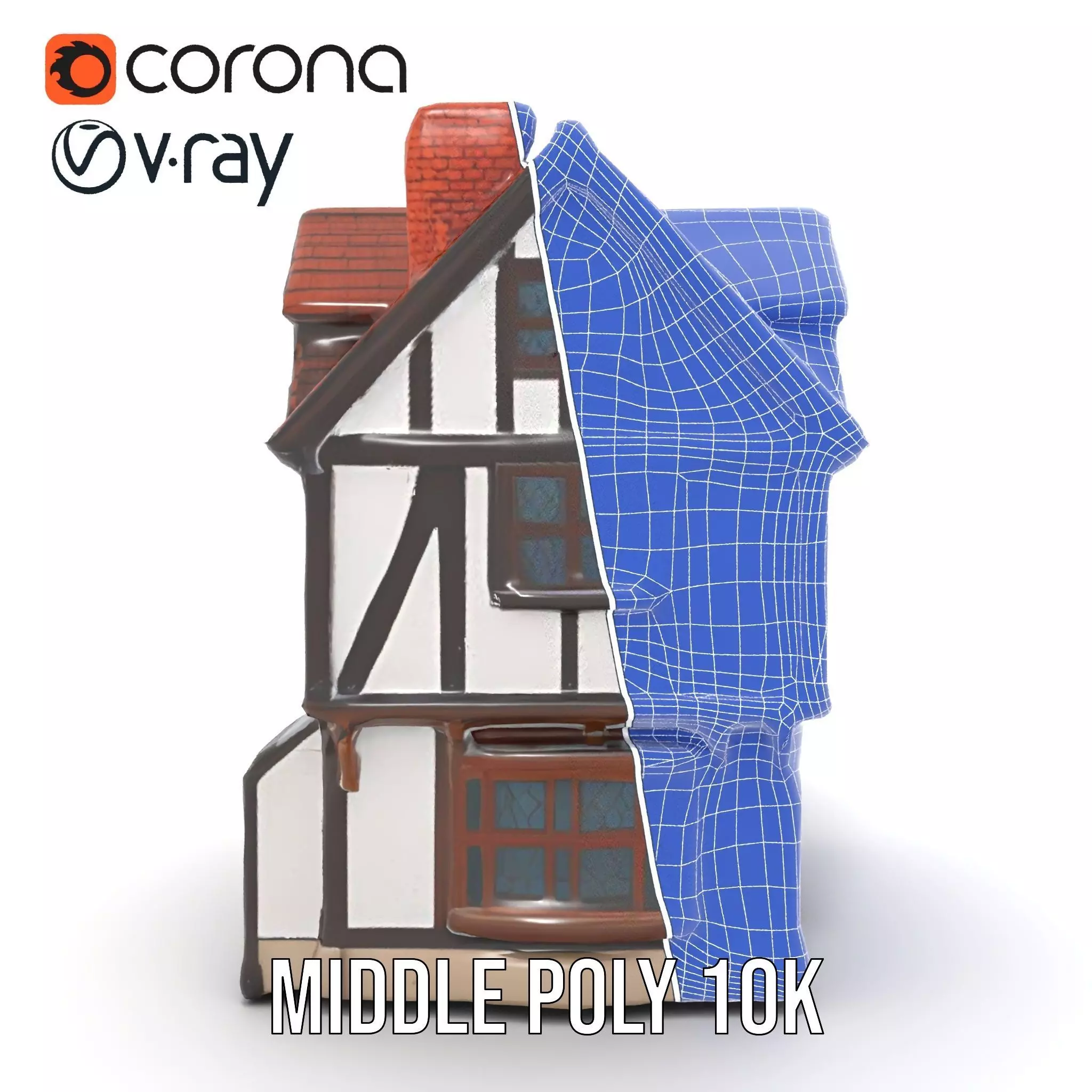 Charming Tudor House model pack Low-poly 3D model_30