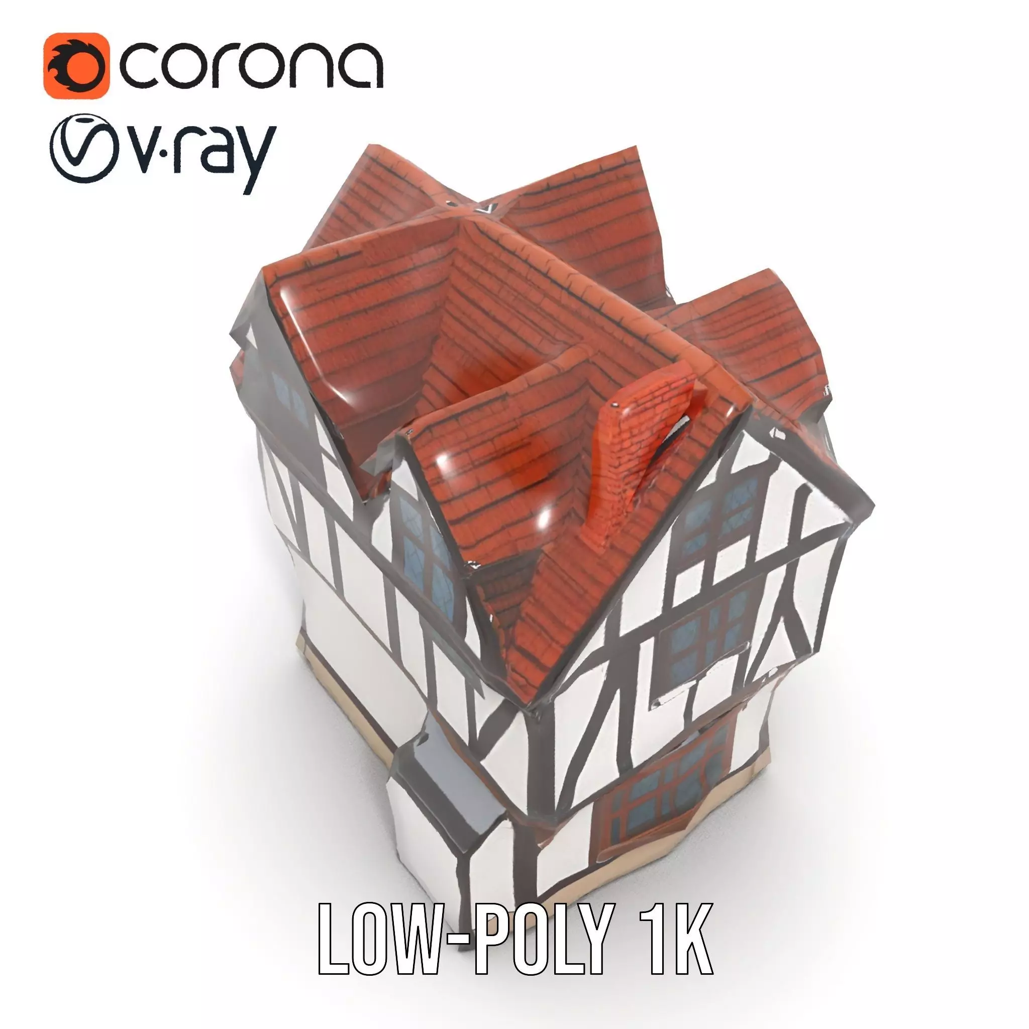 Charming Tudor House model pack Low-poly 3D model_11