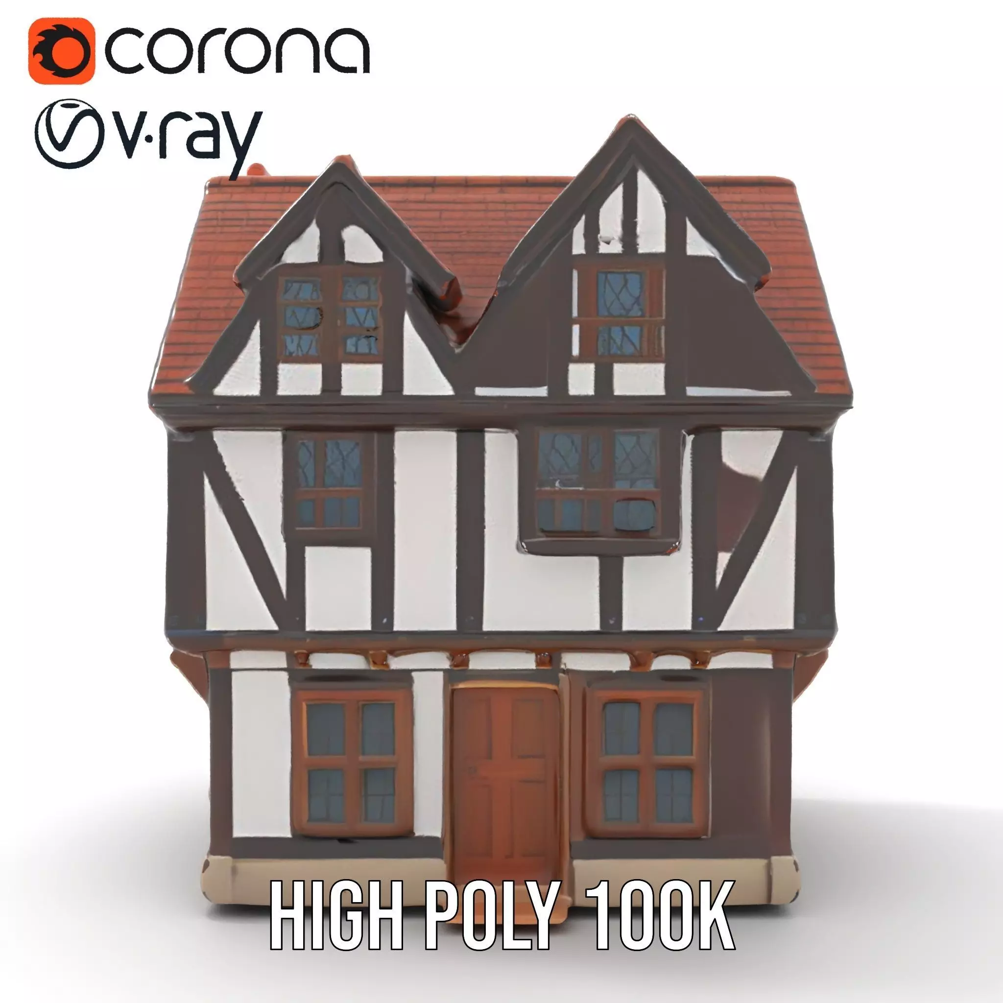 Charming Tudor House model pack Low-poly 3D model_29