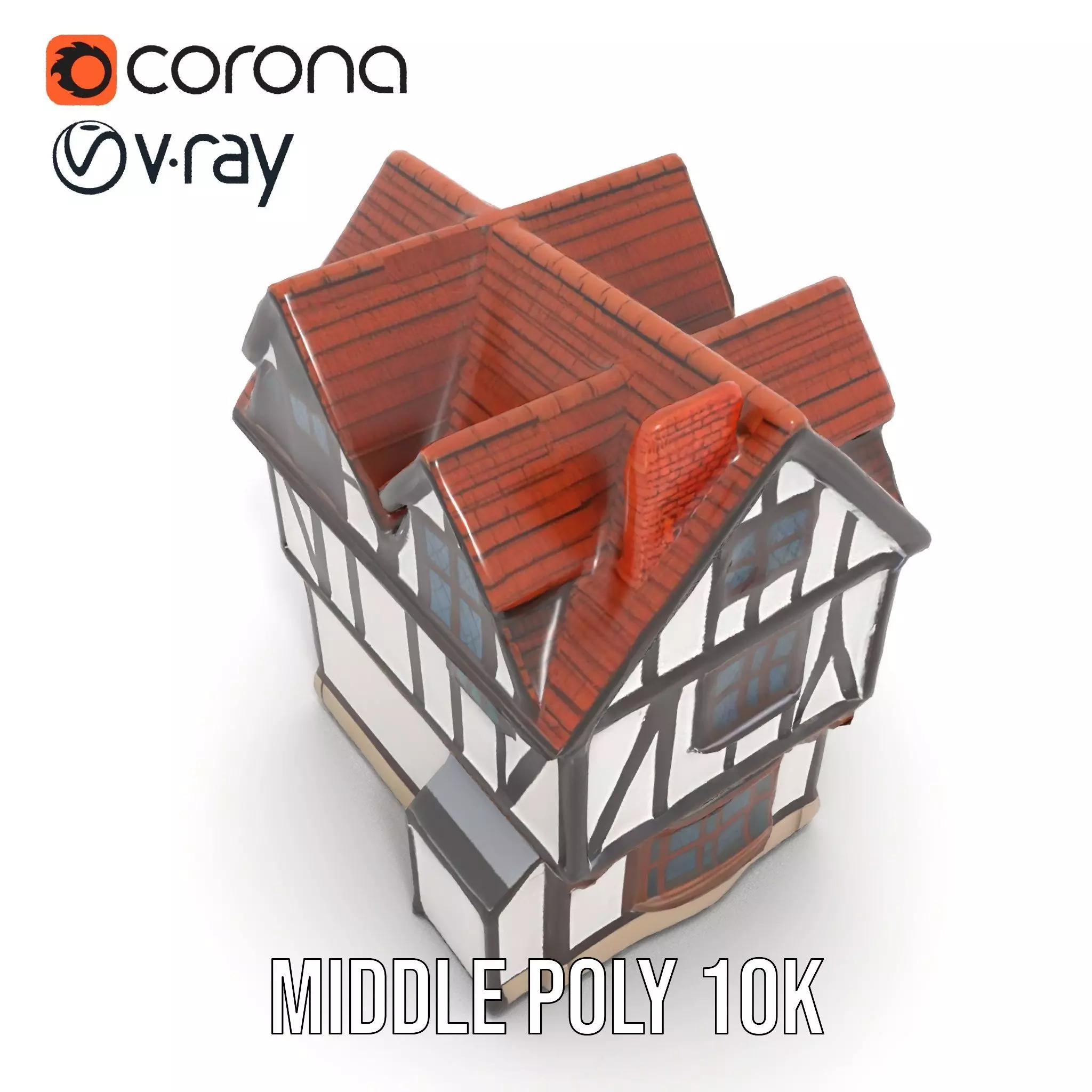 Charming Tudor House model pack Low-poly 3D model_16