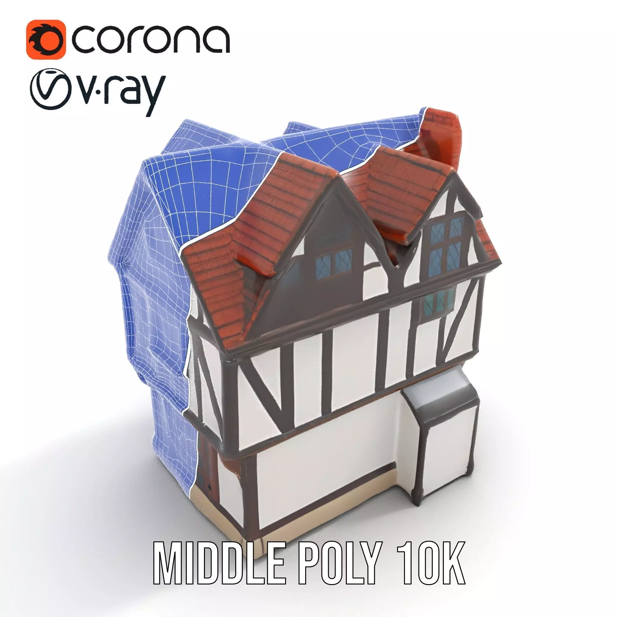 Charming Tudor House model pack Low-poly 3D model_27