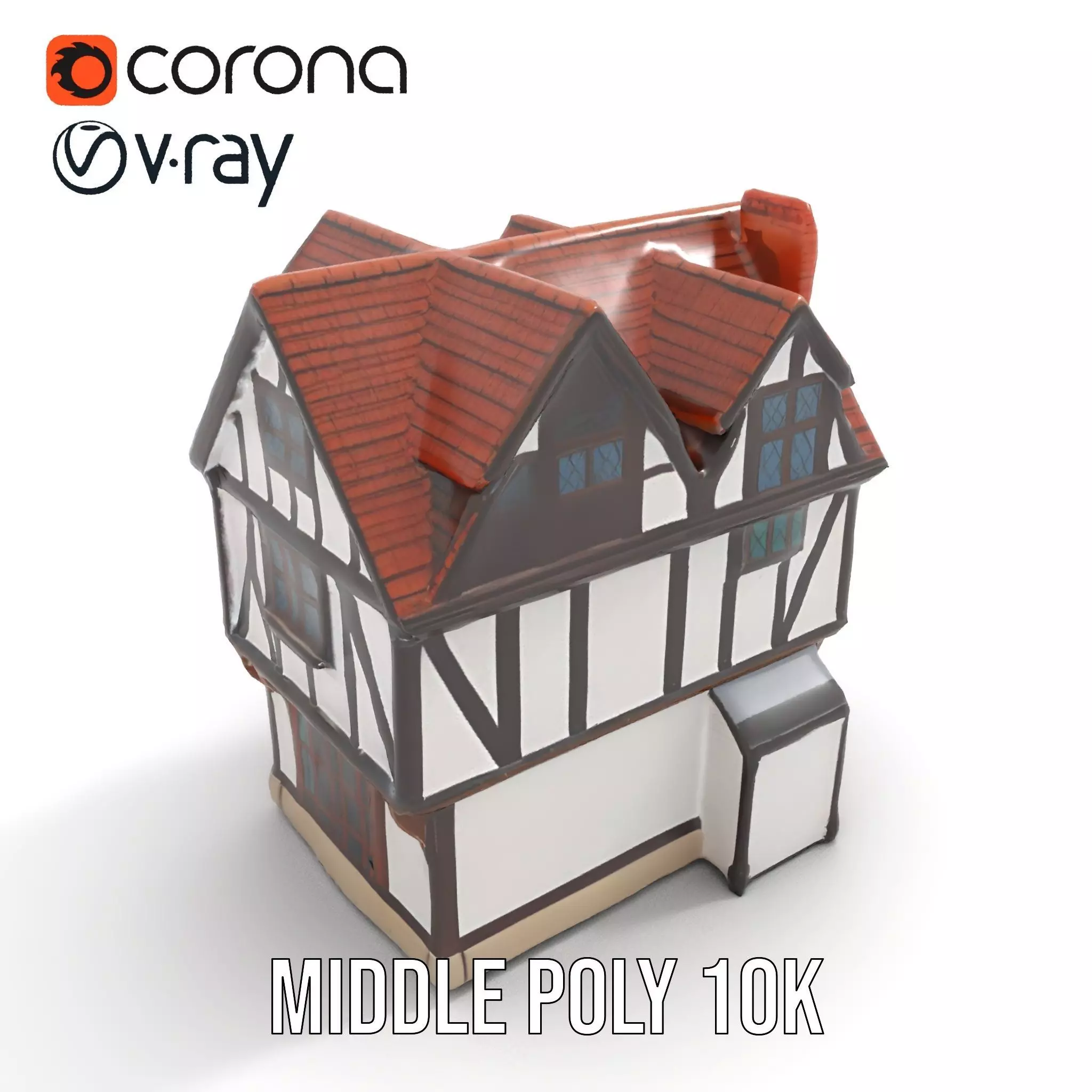 Charming Tudor House model pack Low-poly 3D model_13