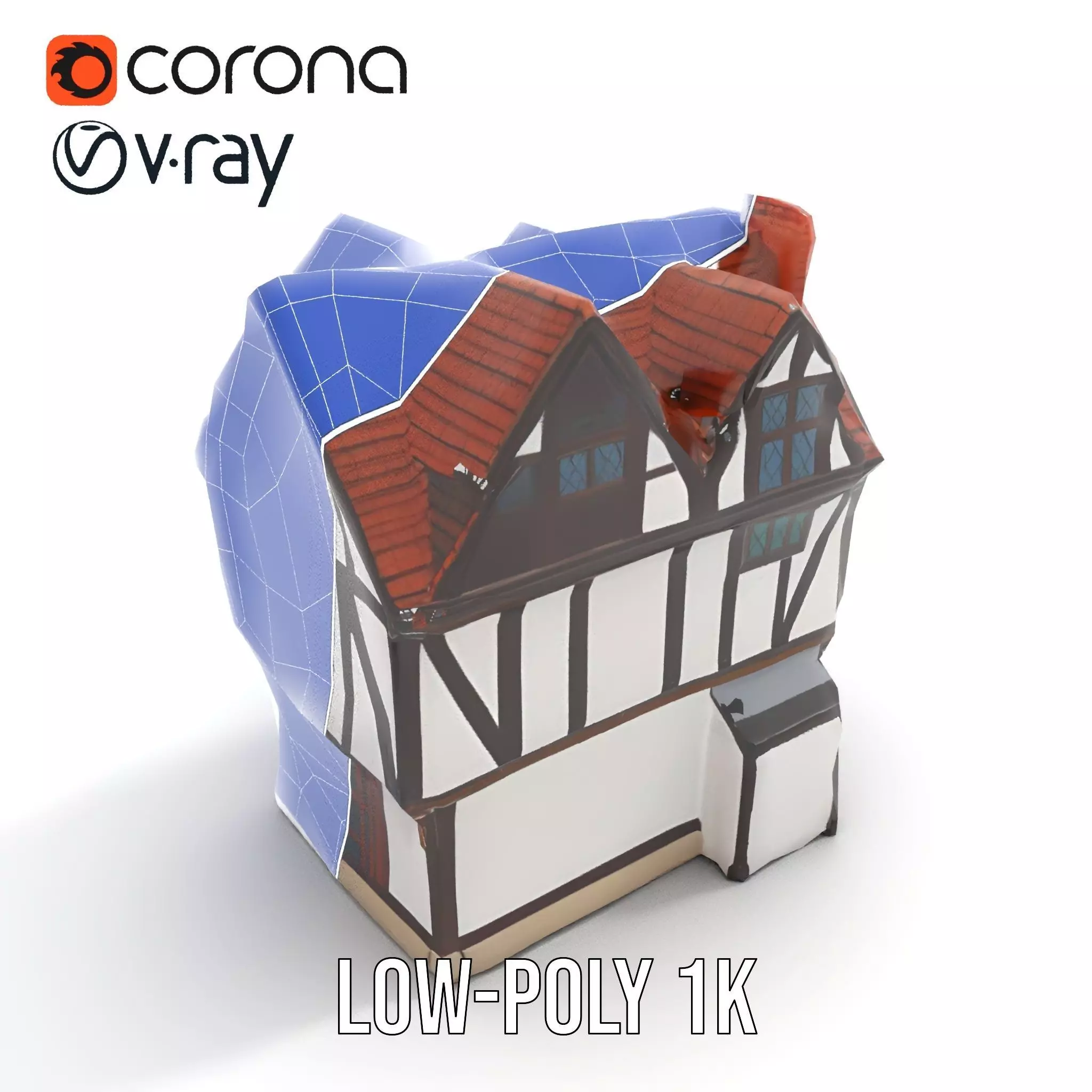 Charming Tudor House model pack Low-poly 3D model_25