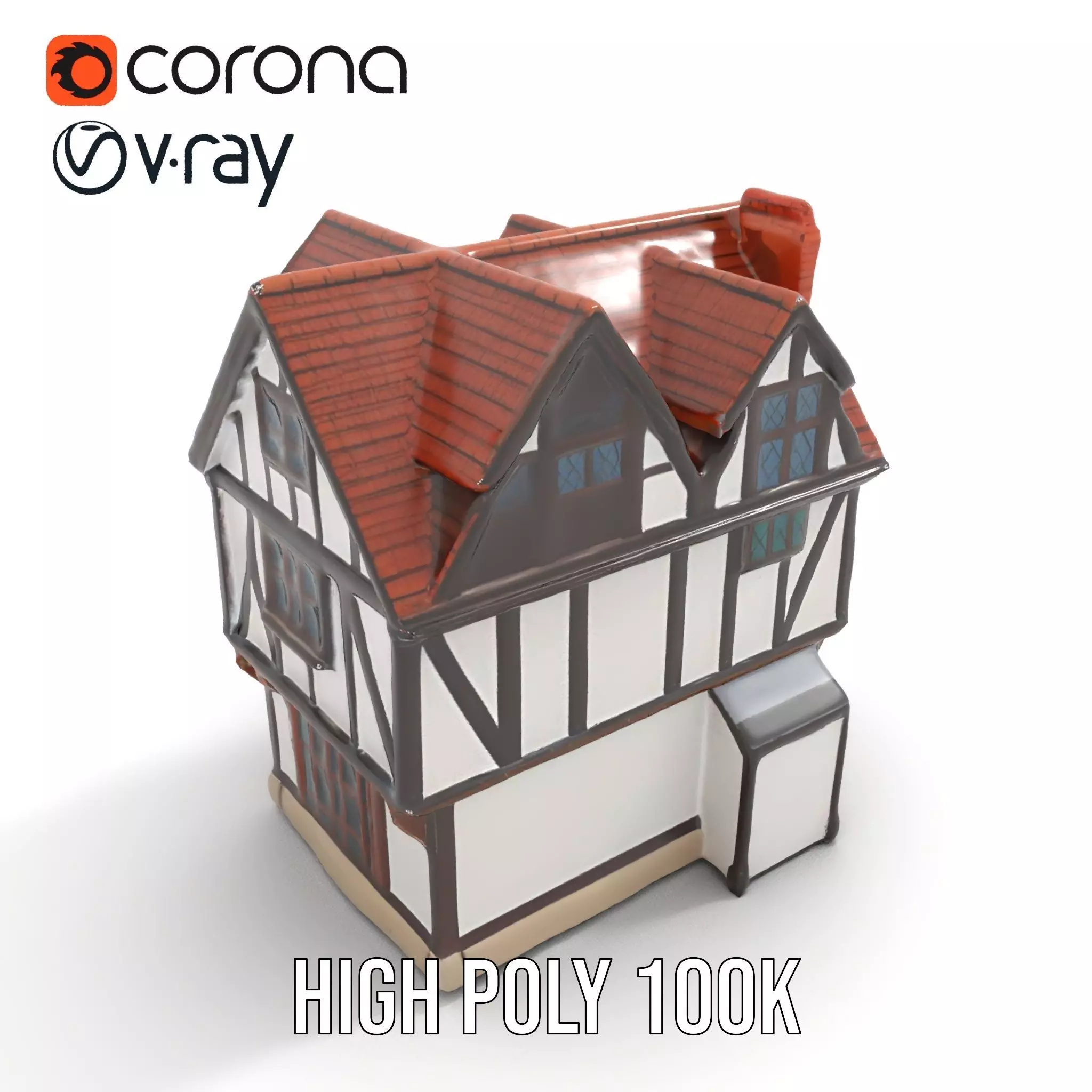 Charming Tudor House model pack Low-poly 3D model_26