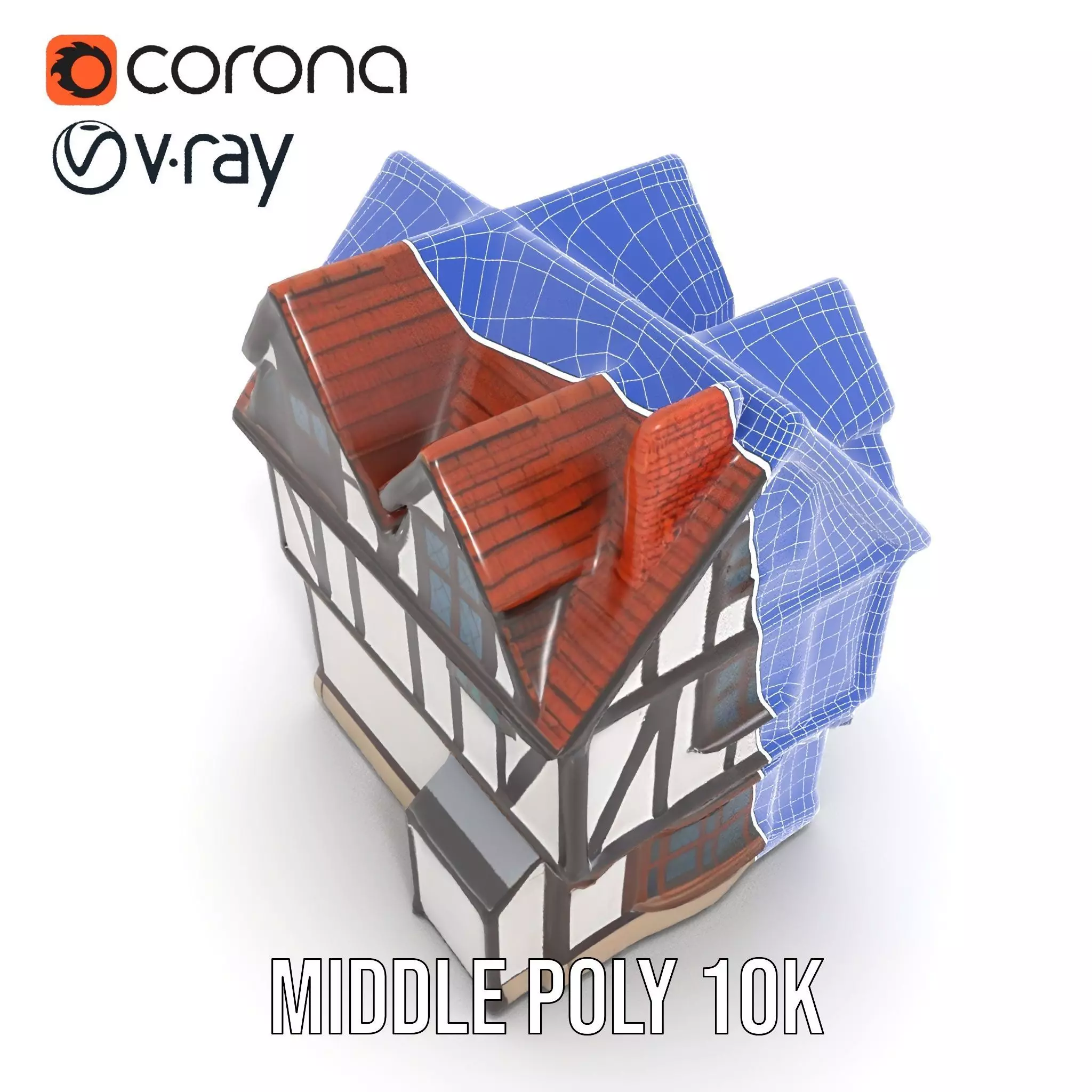 Charming Tudor House model pack Low-poly 3D model_24