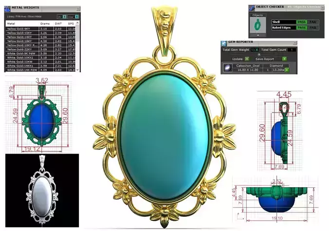 stl 3dm Plaque Oval Medallion with Intricate Petal Frame gp0491