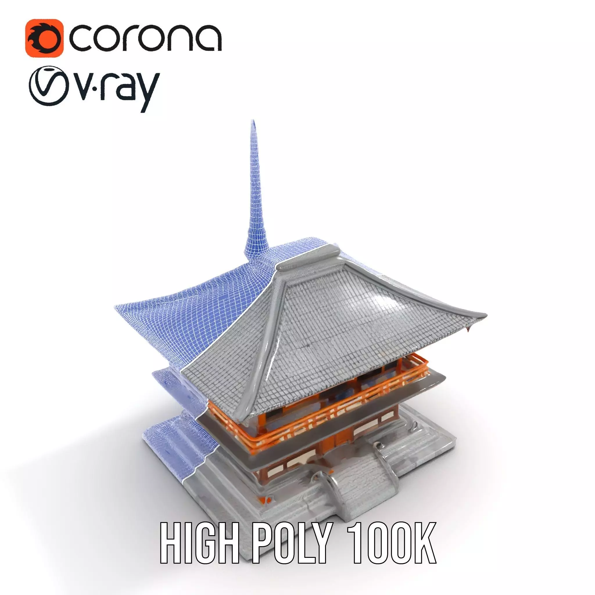 Traditional Pagoda model pack Low-poly 3D model_32