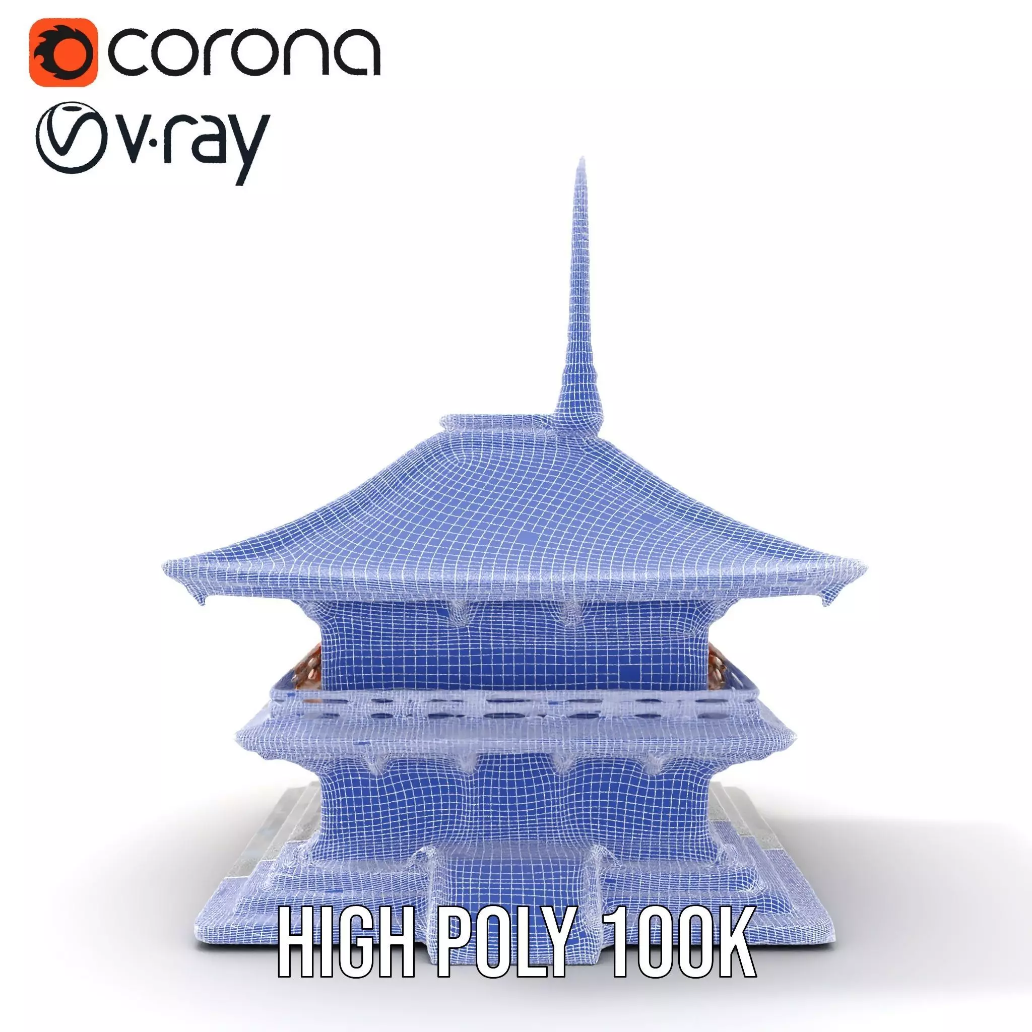 Traditional Pagoda model pack Low-poly 3D model_33