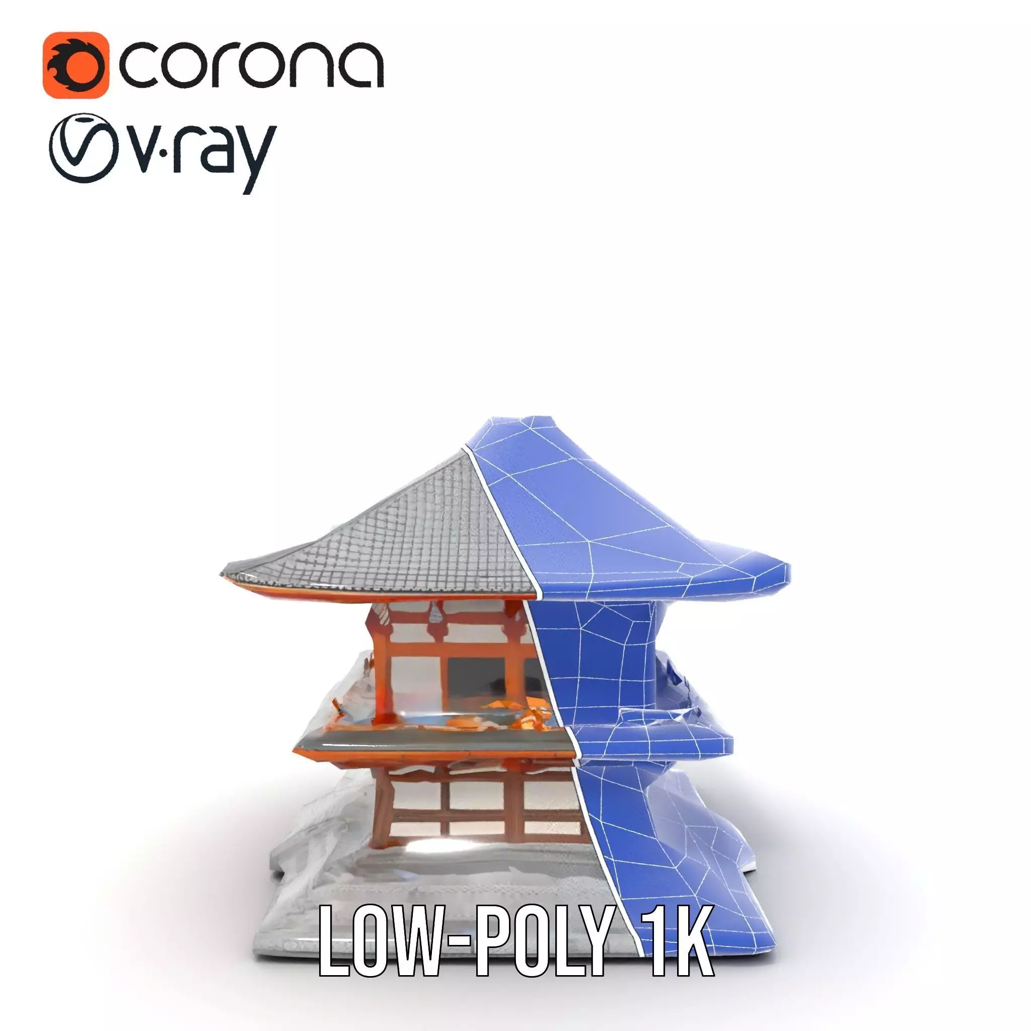 Traditional Pagoda model pack Low-poly 3D model_22