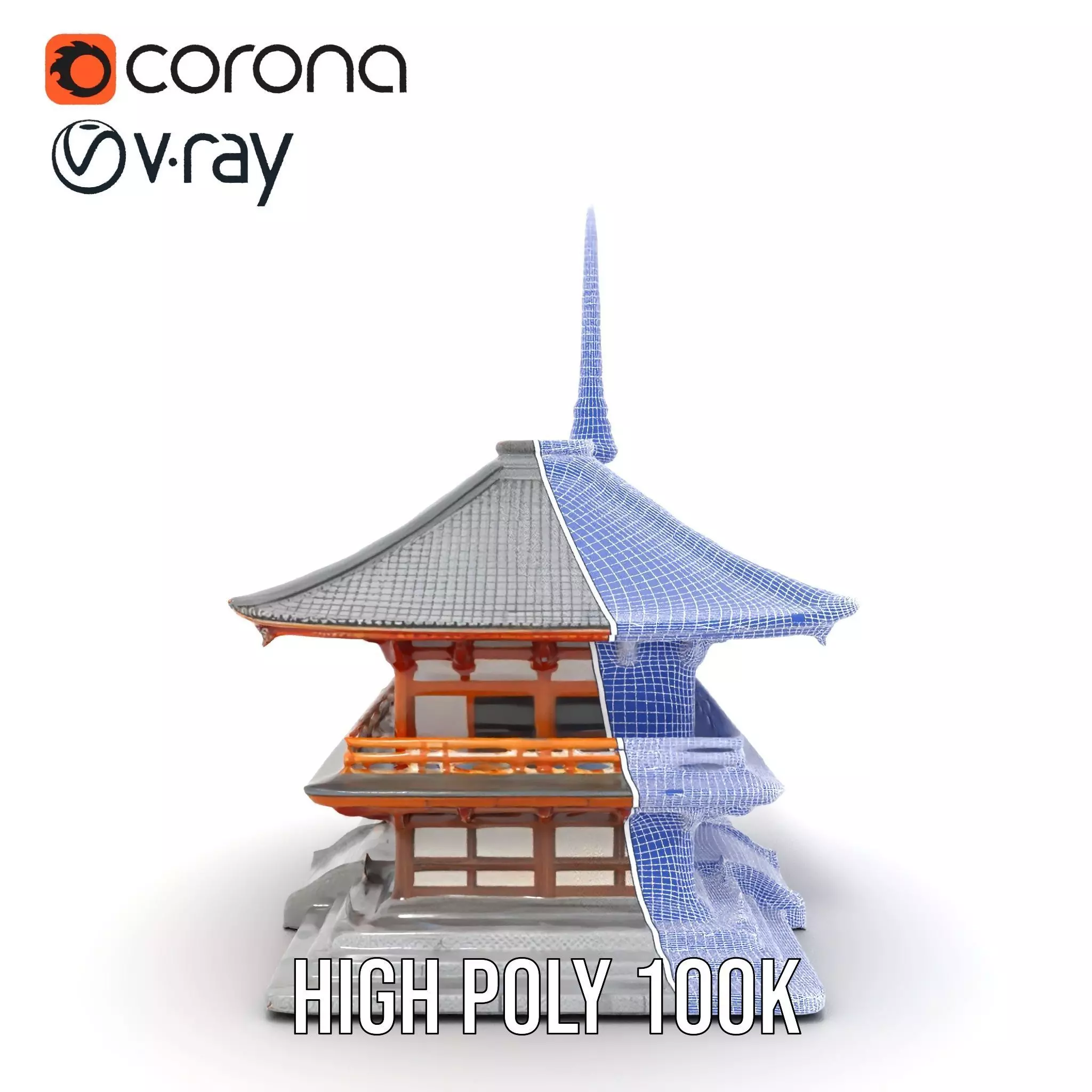 Traditional Pagoda model pack Low-poly 3D model_34