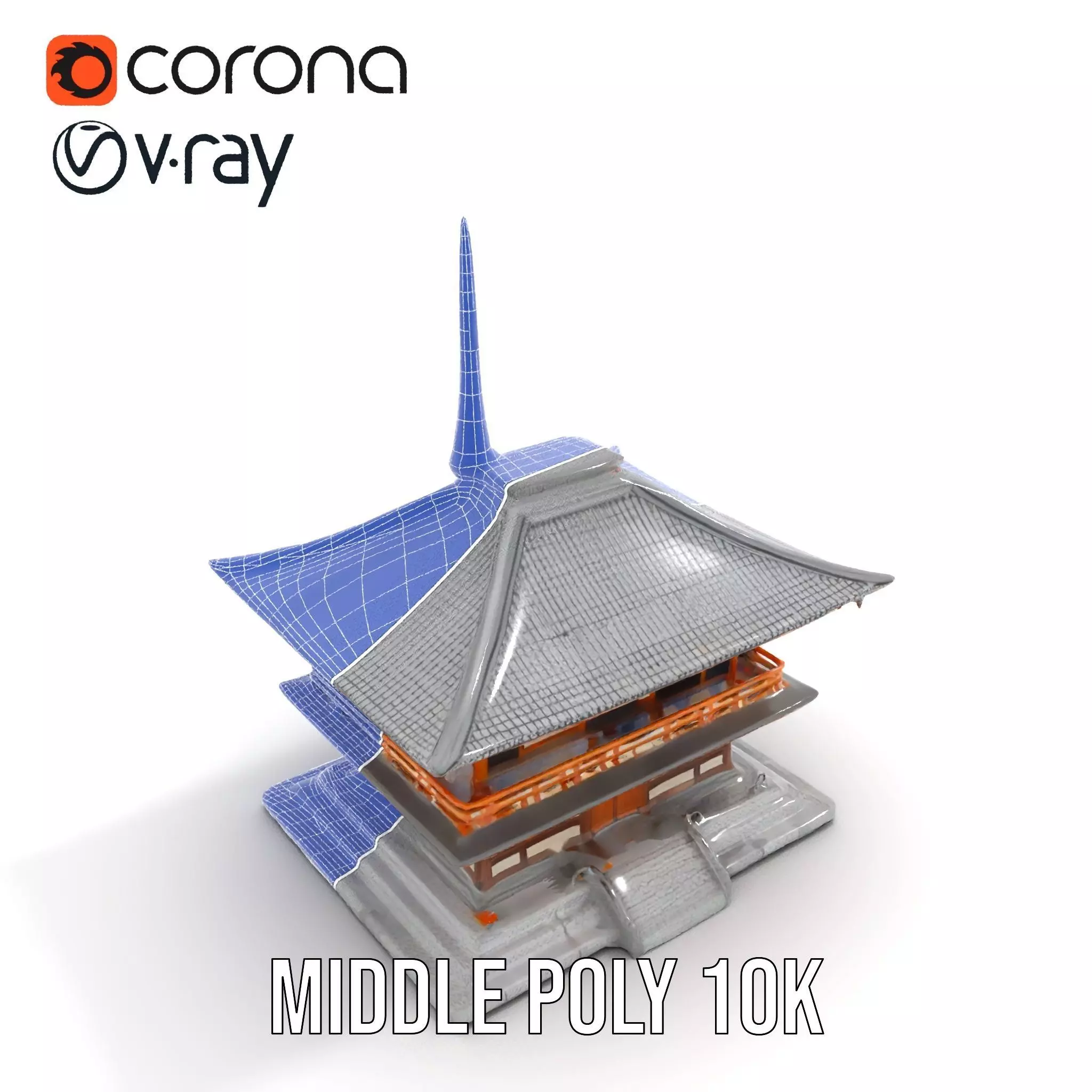 Traditional Pagoda model pack Low-poly 3D model_21