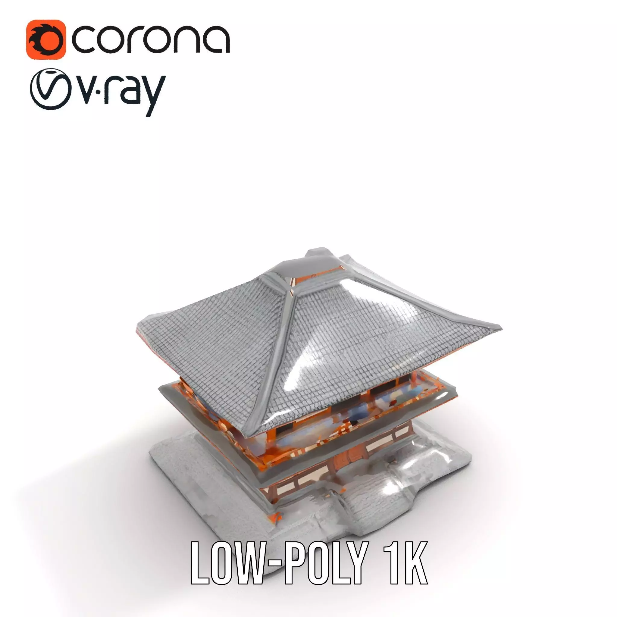 Traditional Pagoda model pack Low-poly 3D model_19