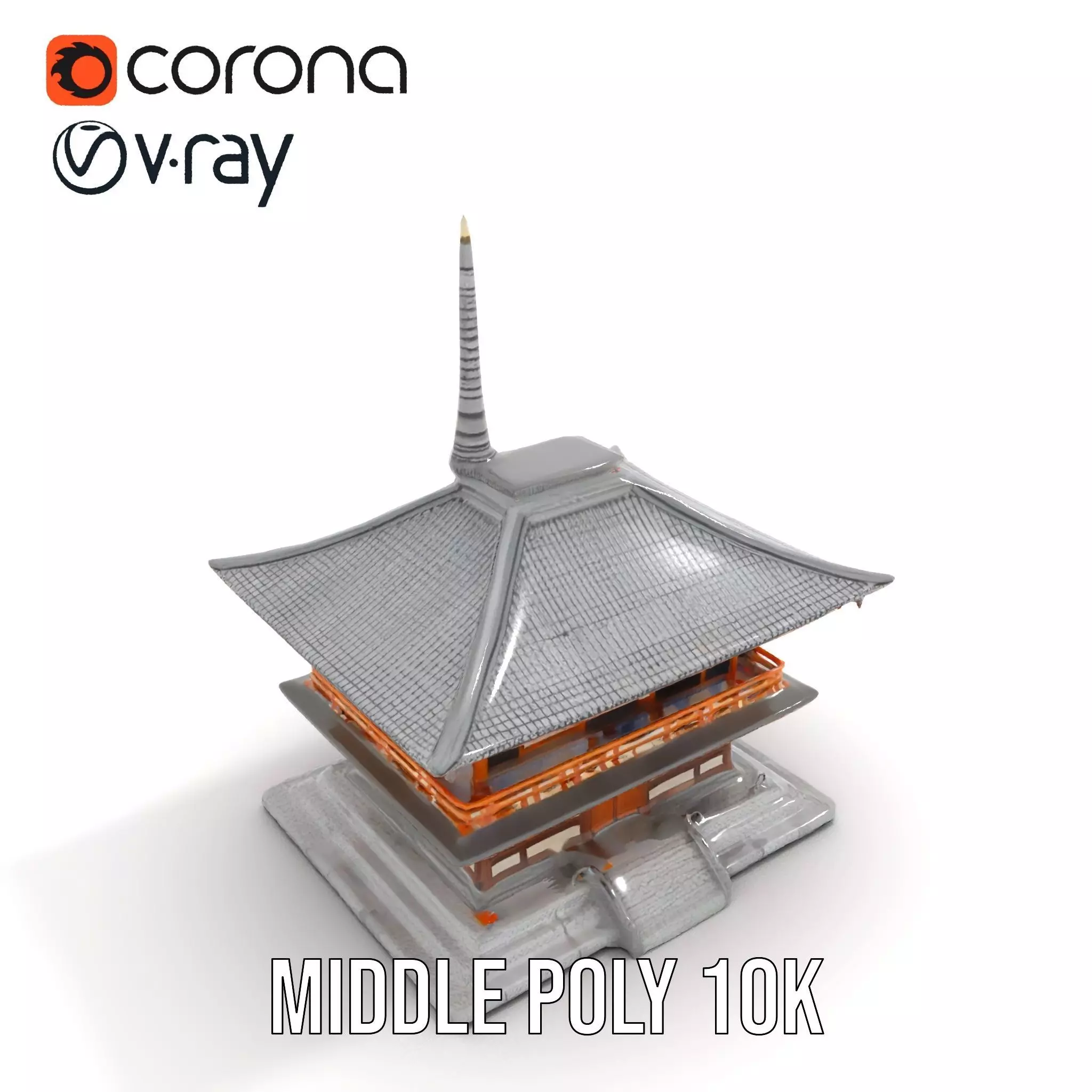 Traditional Pagoda model pack Low-poly 3D model_11