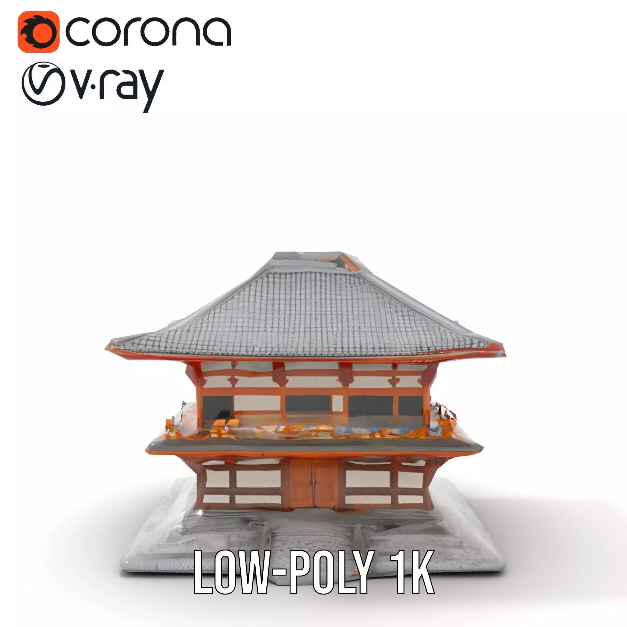 Traditional Pagoda model pack Low-poly 3D model_14