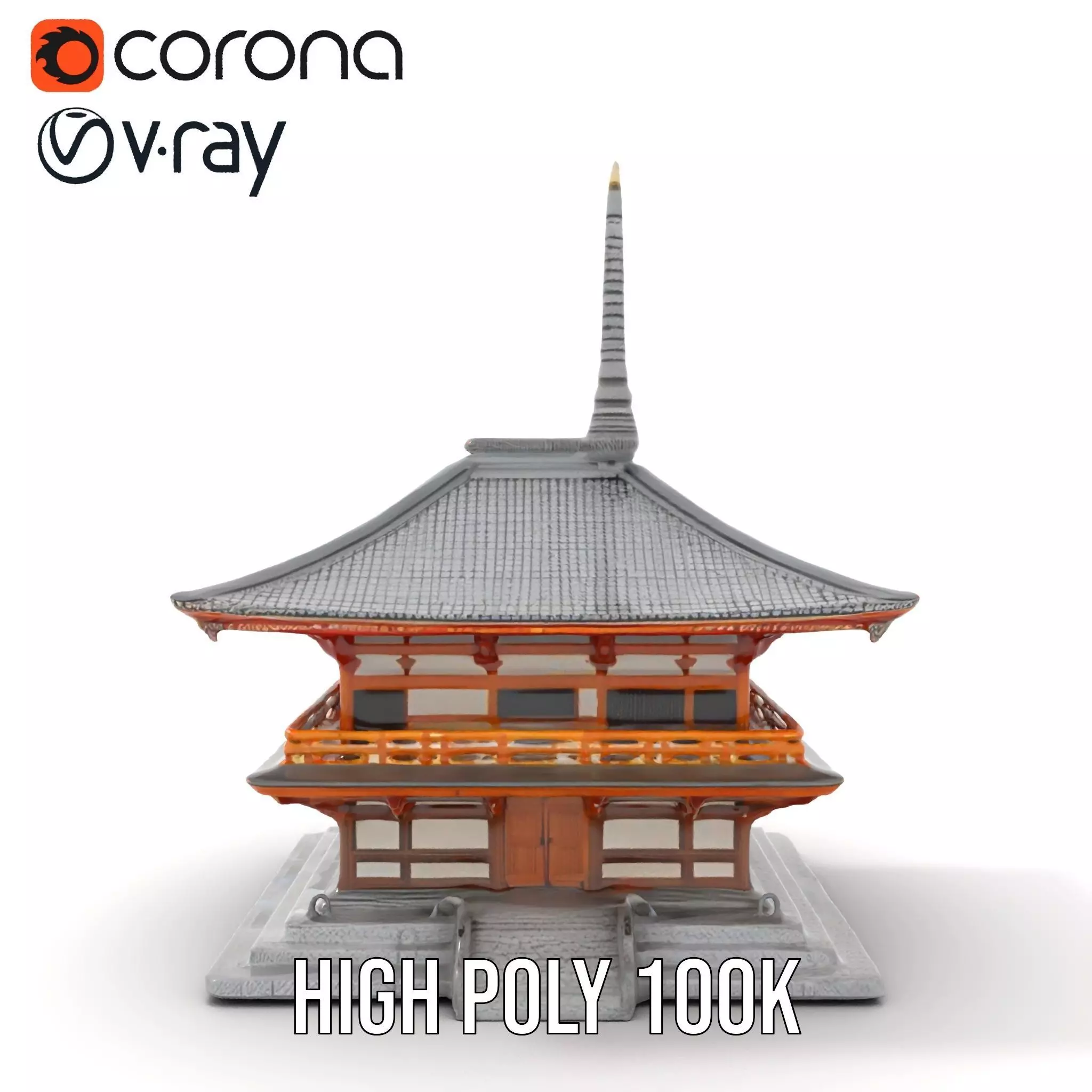 Traditional Pagoda model pack Low-poly 3D model_26