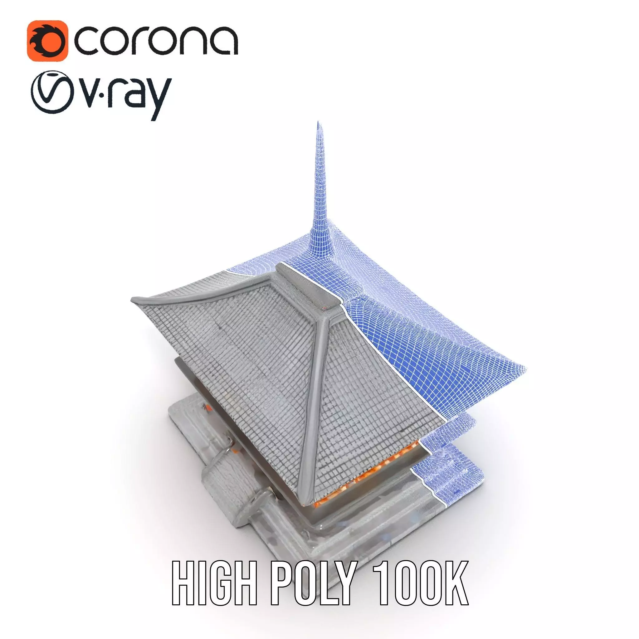 Traditional Pagoda model pack Low-poly 3D model_29
